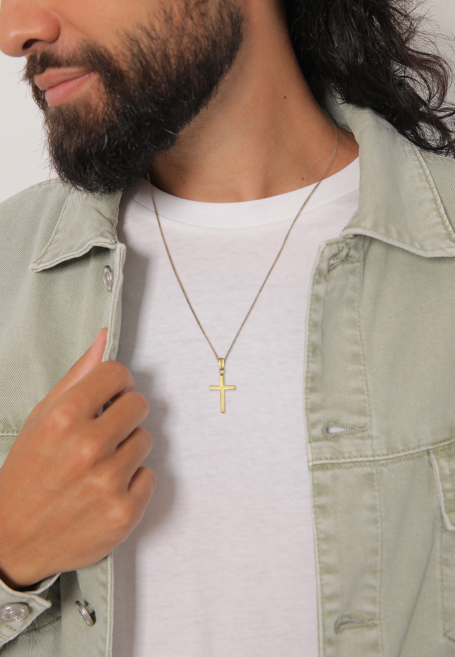 KUZZOI Kreuz Modern 925 Silber Anhänger Gold 2