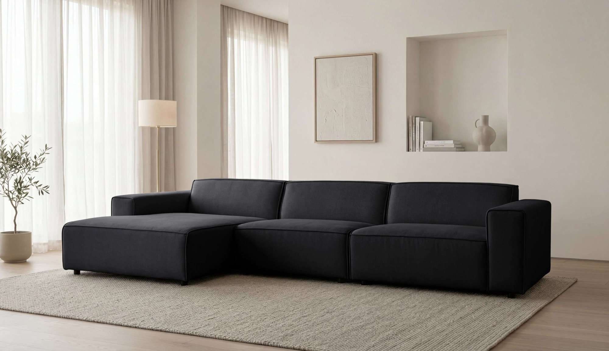 OTTO home Ecksofa "Jorrena, extra weicher Chenille-Stoff" L-Form, 3 Komfortstufen, Breite 346 cm, mit Wellenunterfederung