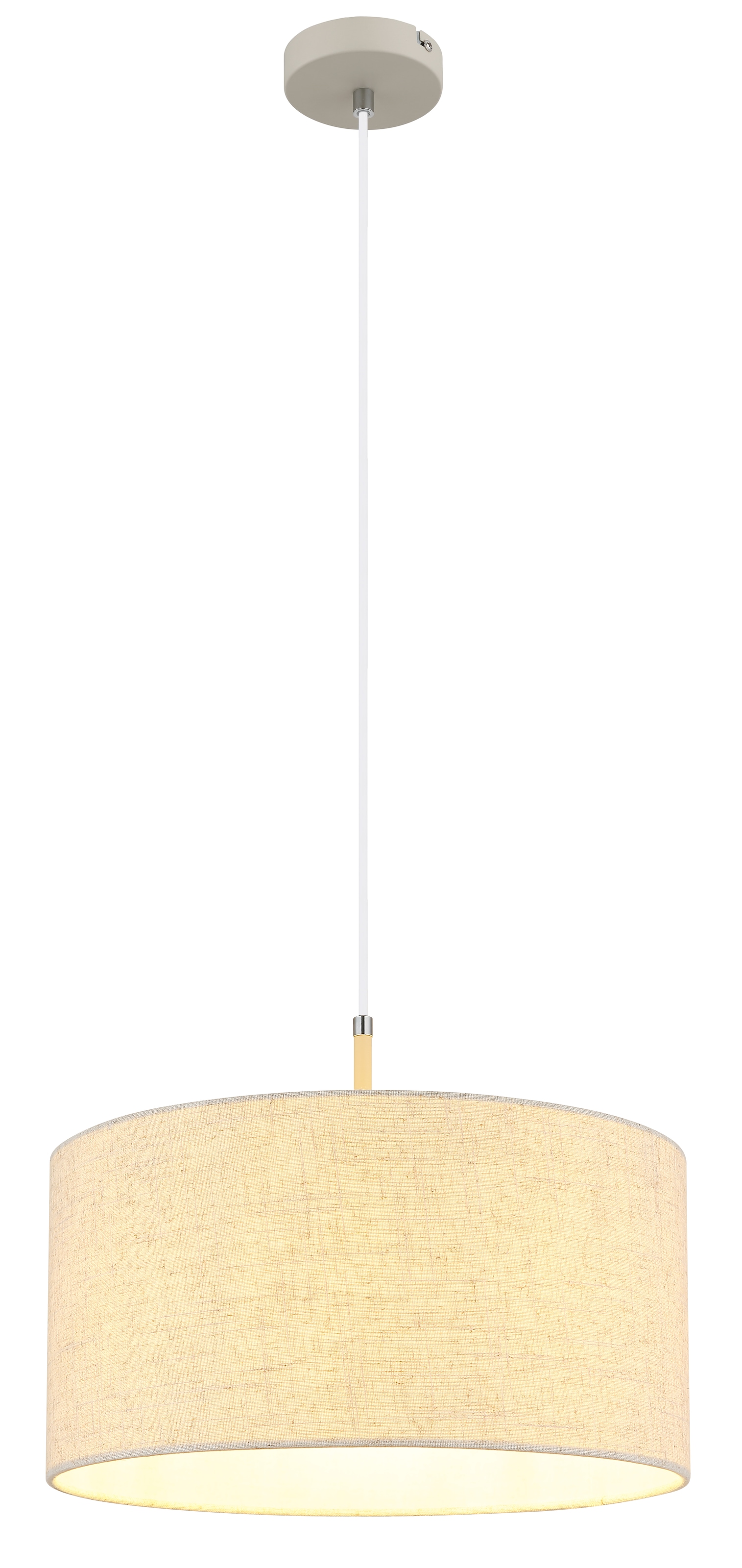 GLOBO LIGHTING Hängeleuchte »DELEON« E27 1 Stk. Hängeleuchte sandfarben matt mit Creme-Textilschirm, kürzbar