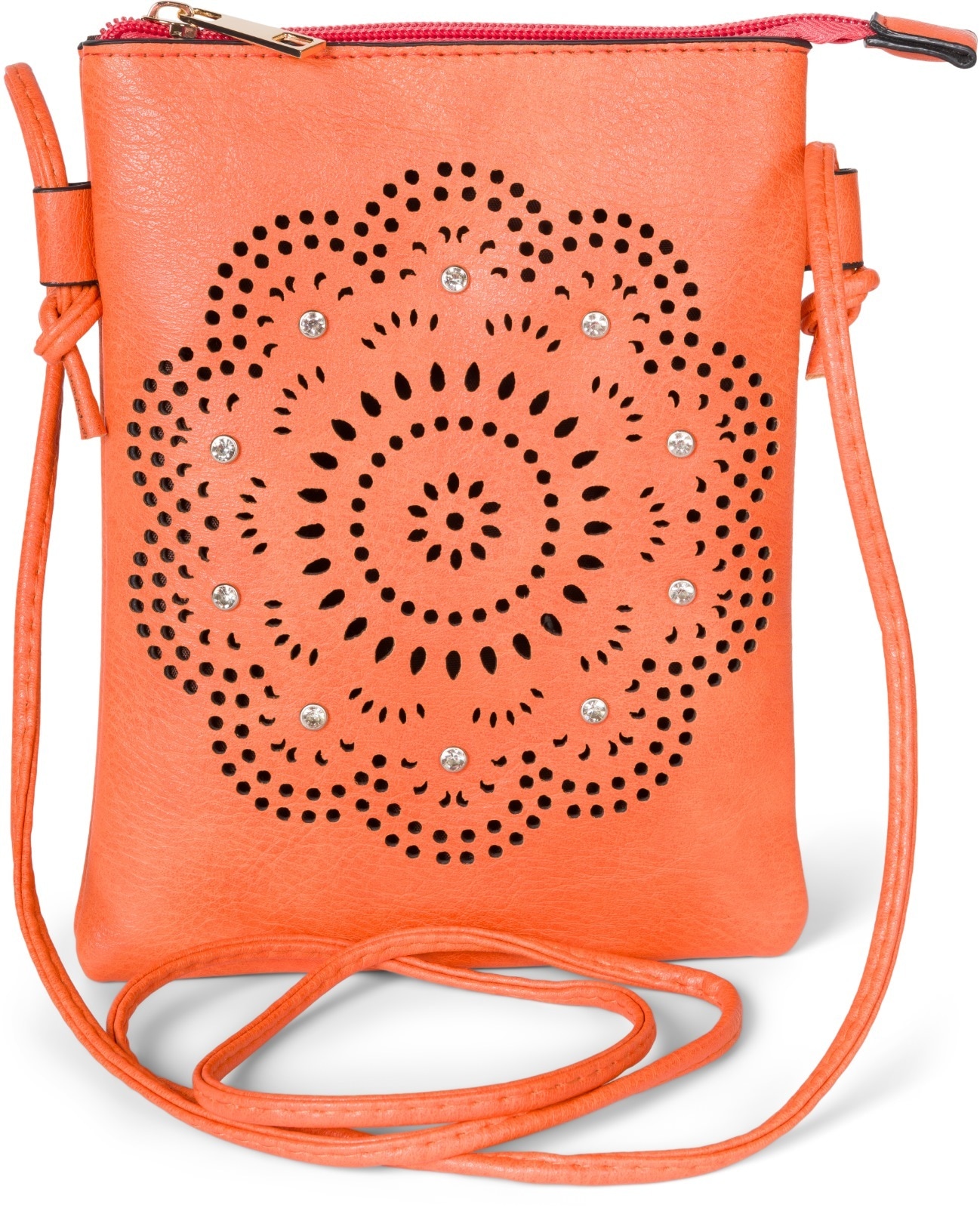styleBREAKER Mini Bag "Mini Umhängetasche Blumen Cutout und Strass"