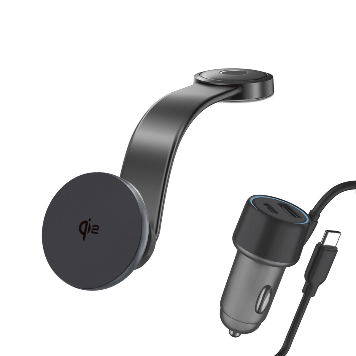 4smarts Wireless Charger »Qi2 Kfz Ladeset«, UltiMag-Ring, geeignet für Apple iPhone mit MagSafe