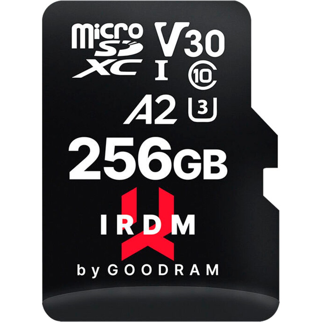 Goodram Speicherkarte »IRDM 256GB microSDXC UHS I U3 A2 + adapter«, (Video Speed Class 30 (V30) 170 MB/s Lesegeschwindigkeit)