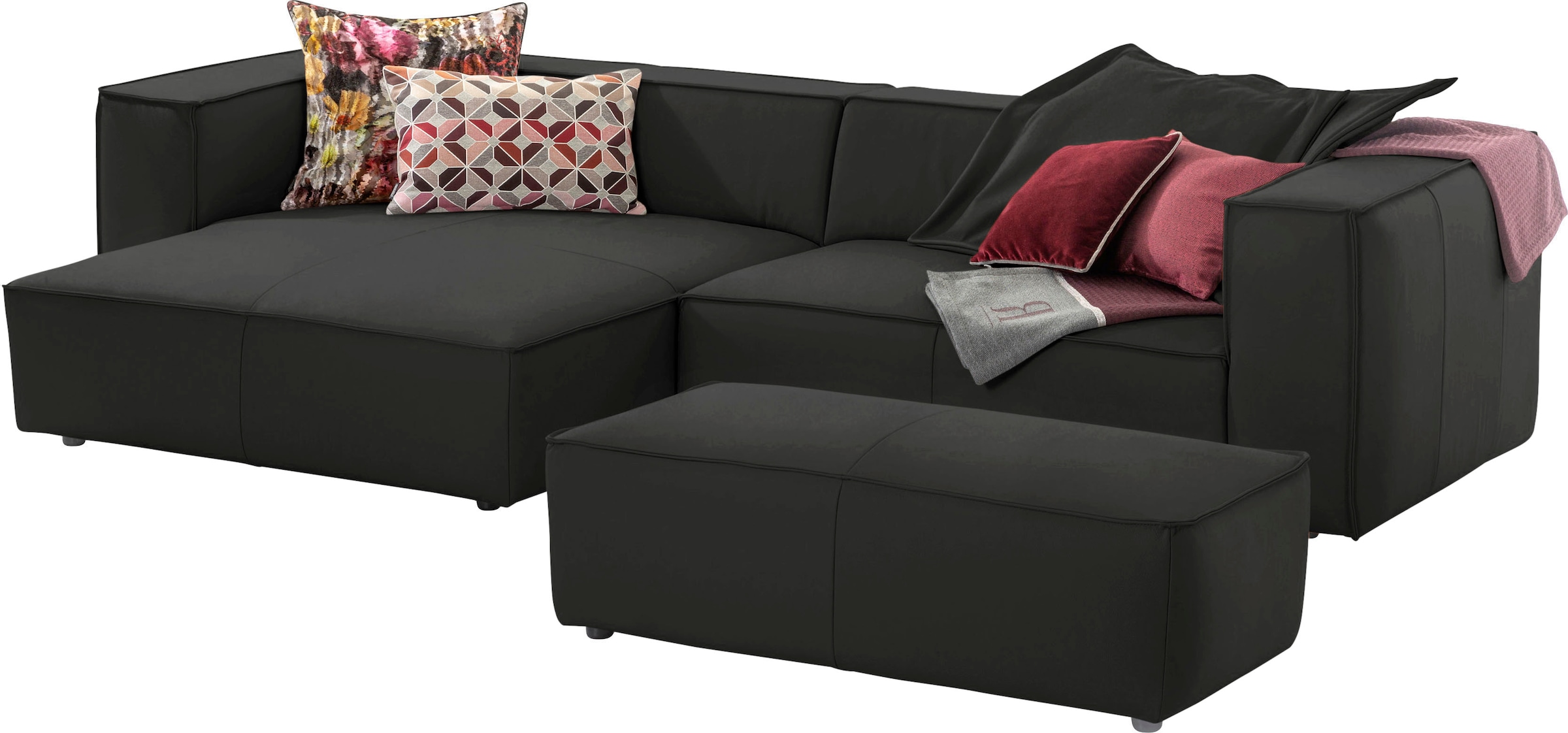 W.SCHILLIG Ecksofa »around-the-block, modern und elegant, bequem, L-Form«, mit eleganter Biese, mit Federkern