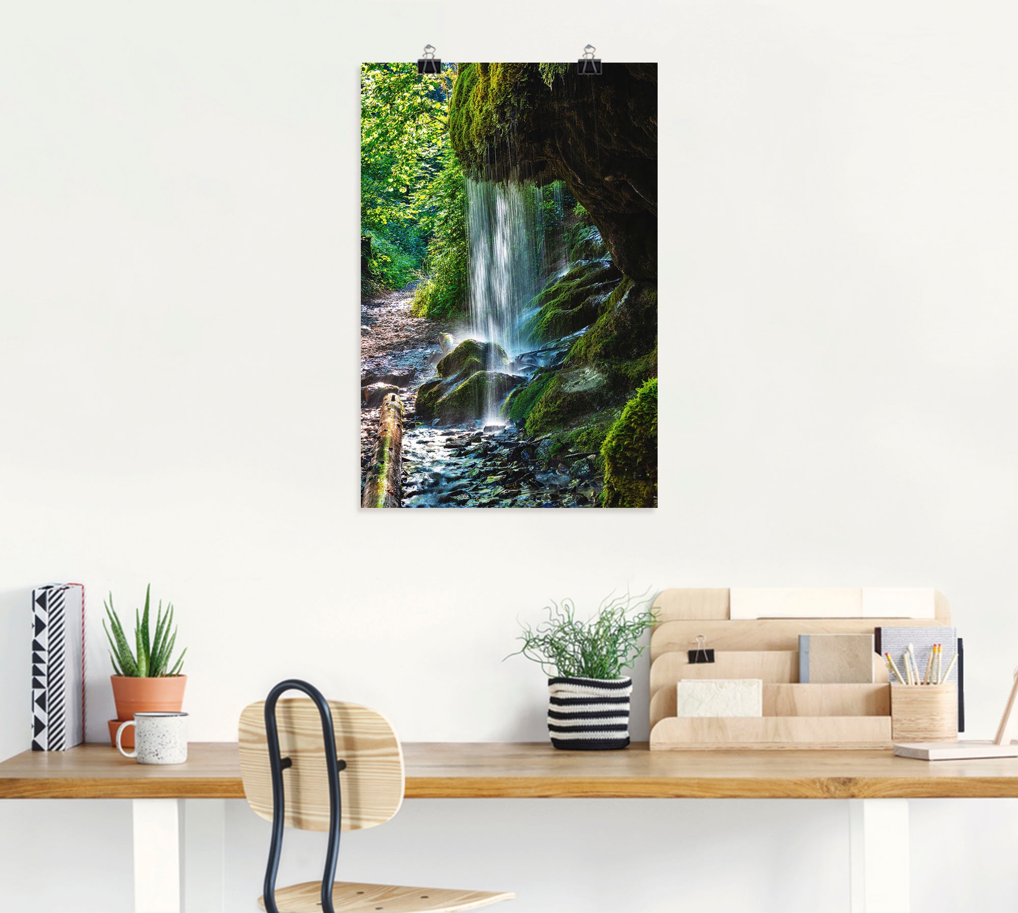 Artland Wandbild »Moosbedeckter Wasserfall«, Wasserfallbilder, (1 St.), als Alubild, Outdoorbild, Leinwandbild, Wandaufkleber, versch. Größen