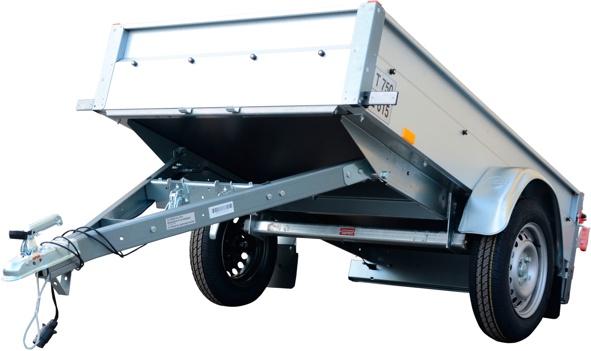 STEMA PKW-Anhänger »Basic 750 Kippsdeichsel«, (3 tlg., inkl. 100 cm Hochplanenset)