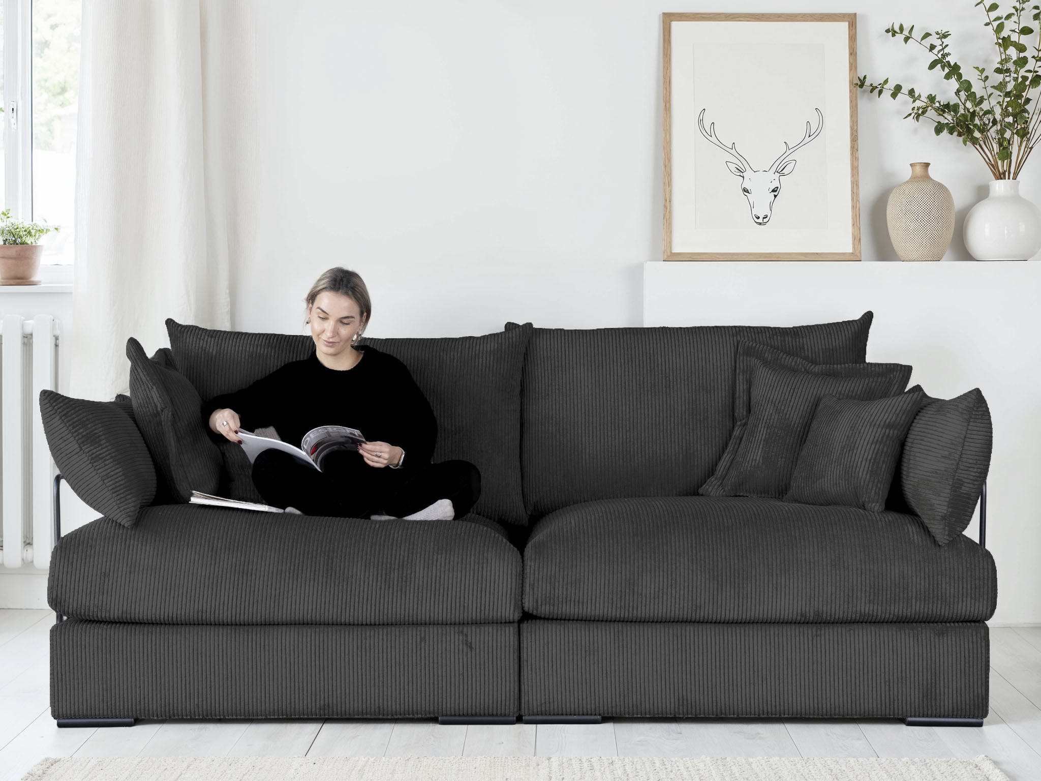 Home affaire "Casa XXL, B: 247 cm" 4 Zierkissen, Mega-Sofa, in Cord oder Chenille-Struktur, Federkern
