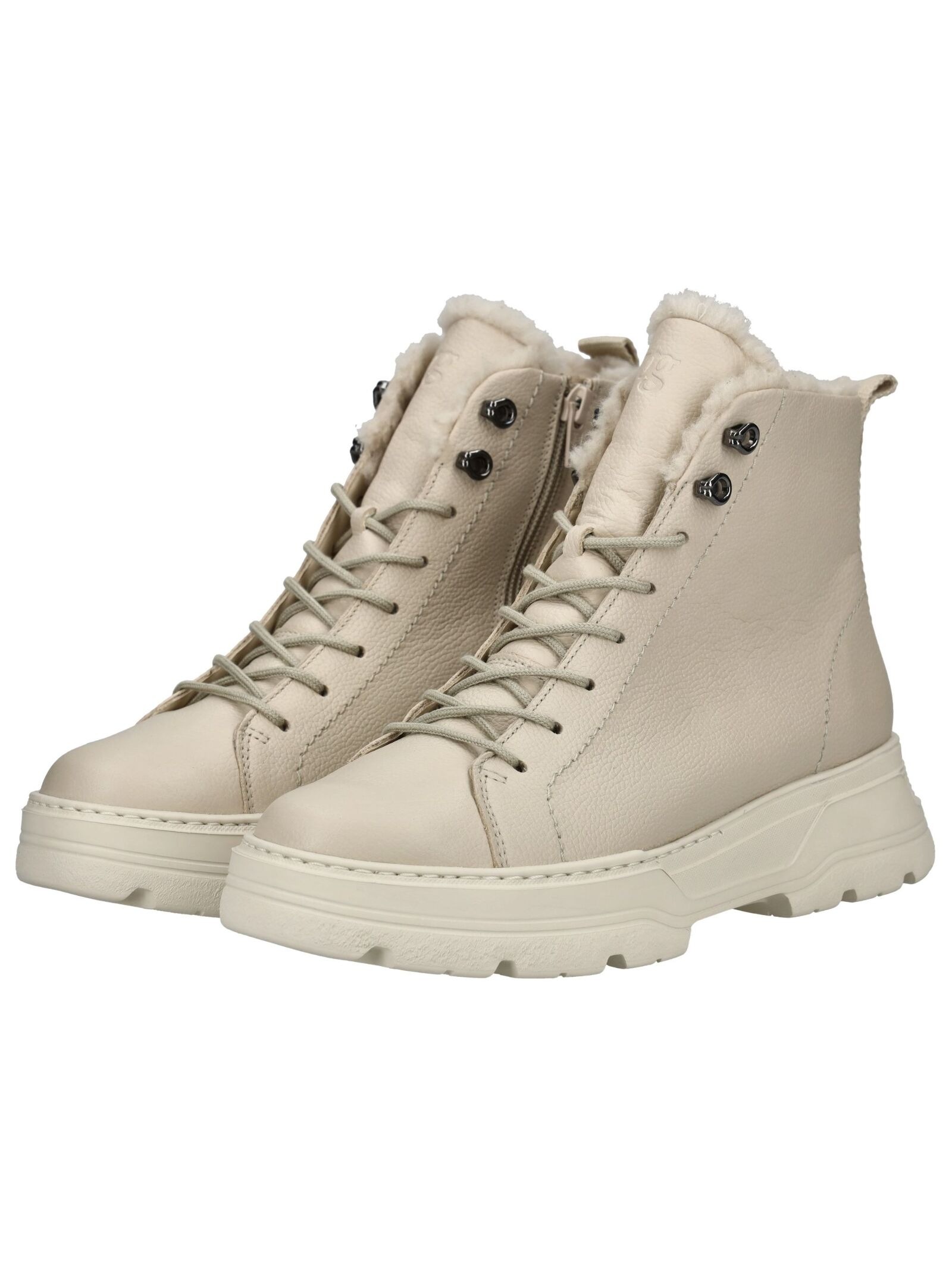 Schnürstiefelette PAUL GREEN "Paul Green Stiefelette Glattleder", Damen, Gr. 38,5, beige, Glattleder, Schuhe Schnürstiefelette 3