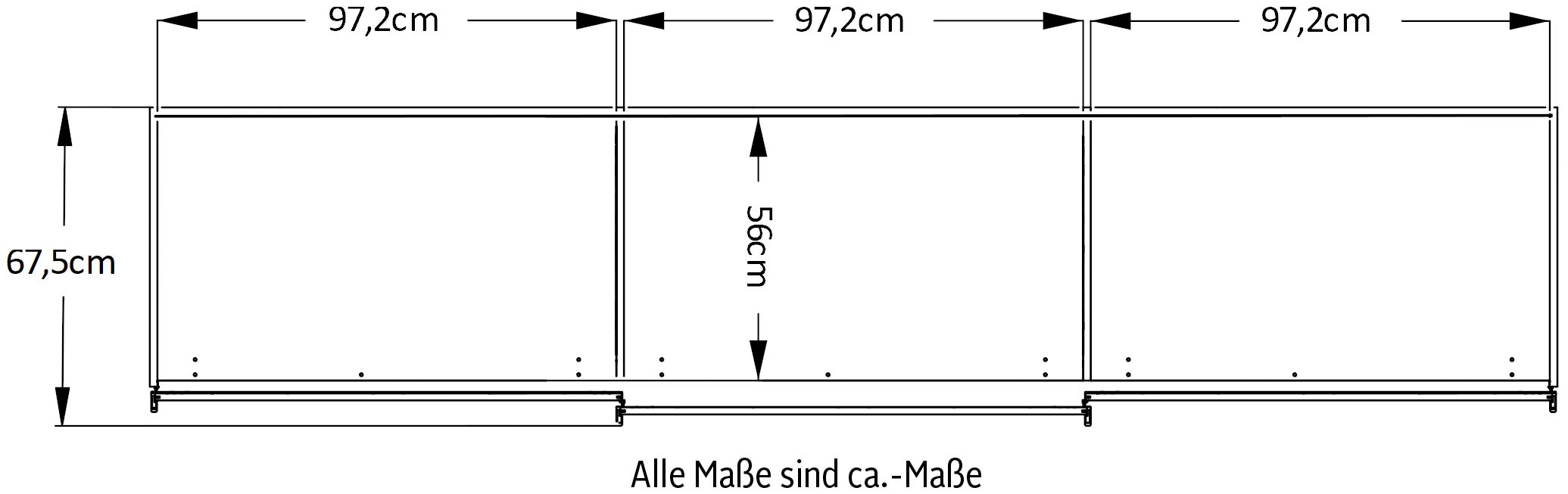 STAUD Schwebetürenschrank »Sinfonie Plus, edles Design in hochwertiger Qualität, Made in Germany«, (in 4 verschiedenen Ausstattungen erhältlich), Mit kombinierter Glas-Spiegel-Front, viele Varianten
