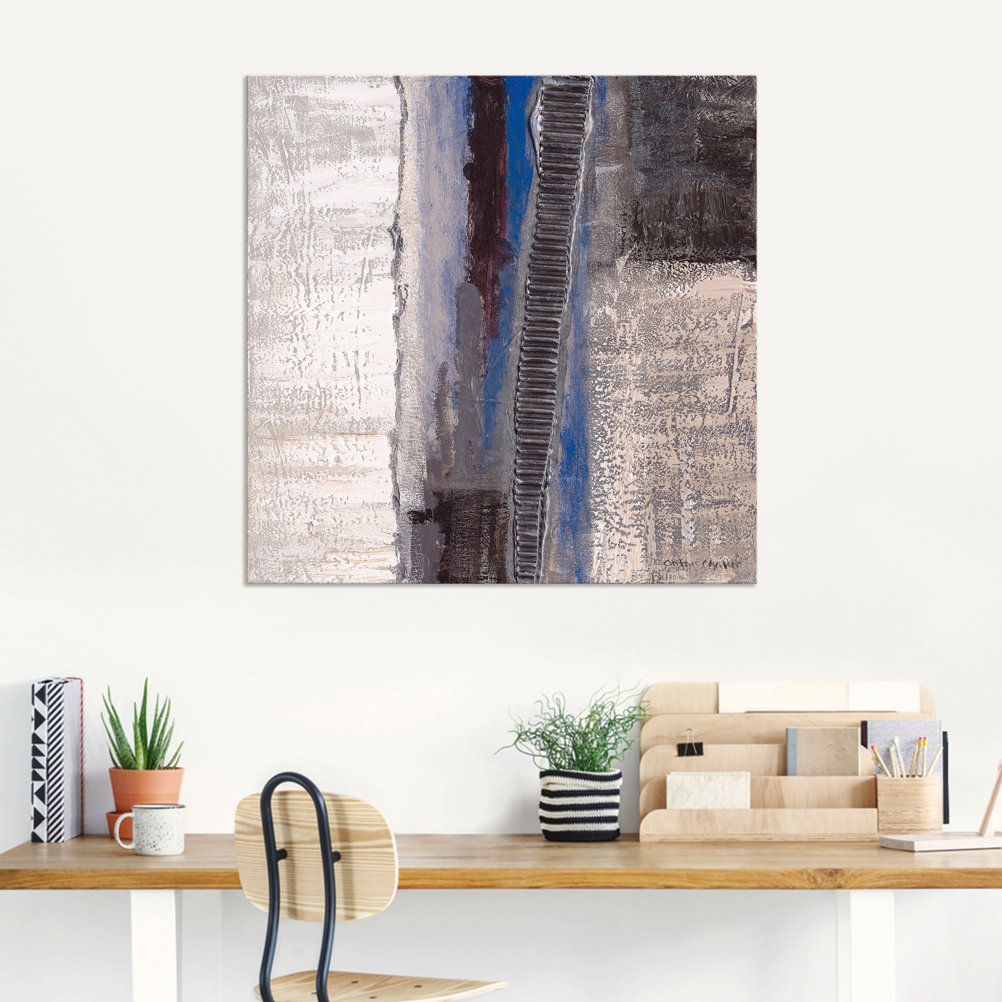 Artland Wandbild »Blau-silber Abstrakt I«, Muster, (1 St.), als Alubild, Outdoorbild, Leinwandbild, Poster in verschied. Größen