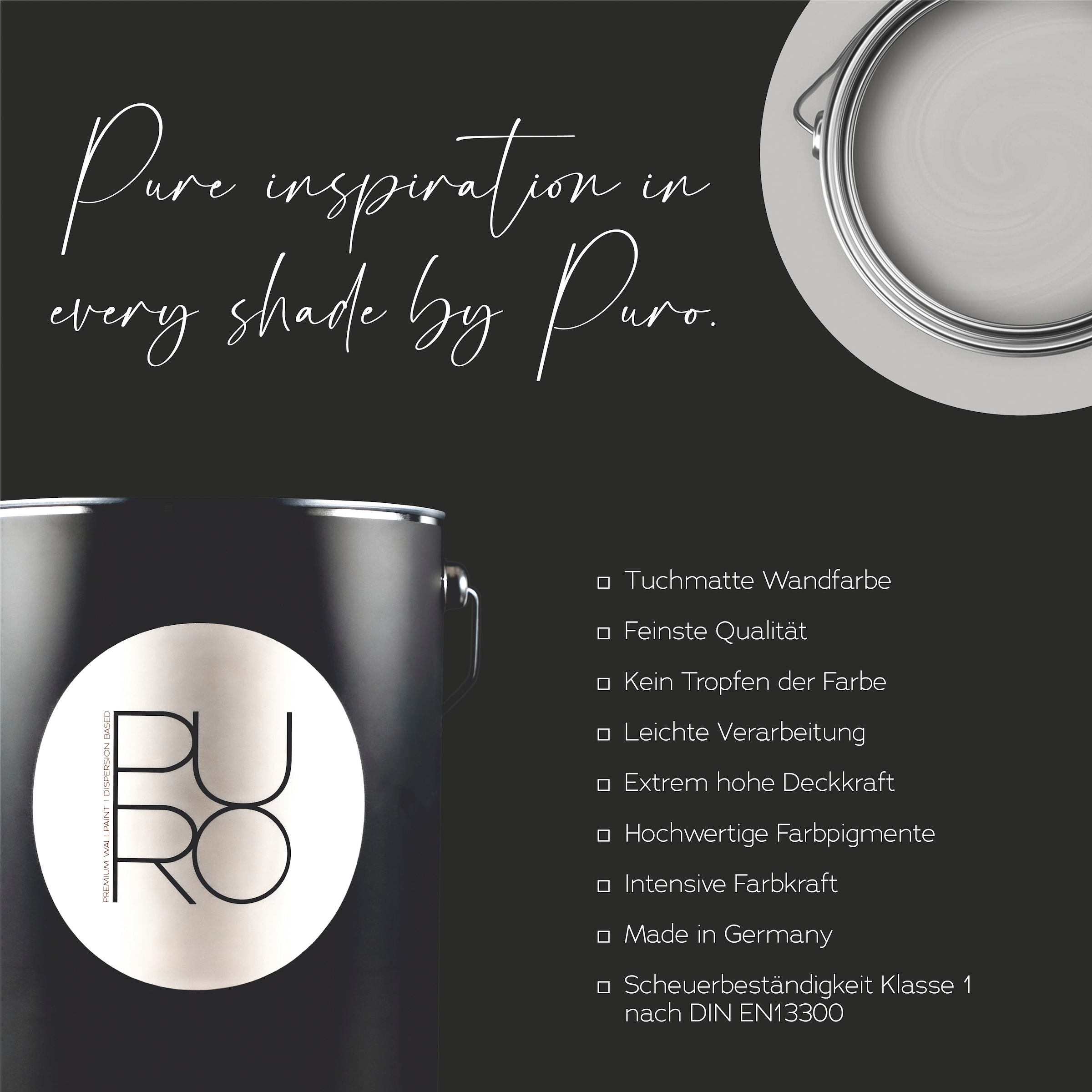 A.S. Création Wandfarbe »Premium Innenwandfarbe PURO Tuchmatt cool grey« ideal für Wohnzimmer, Schlafzimmer, Flur und Küche, Farbwelt Grau