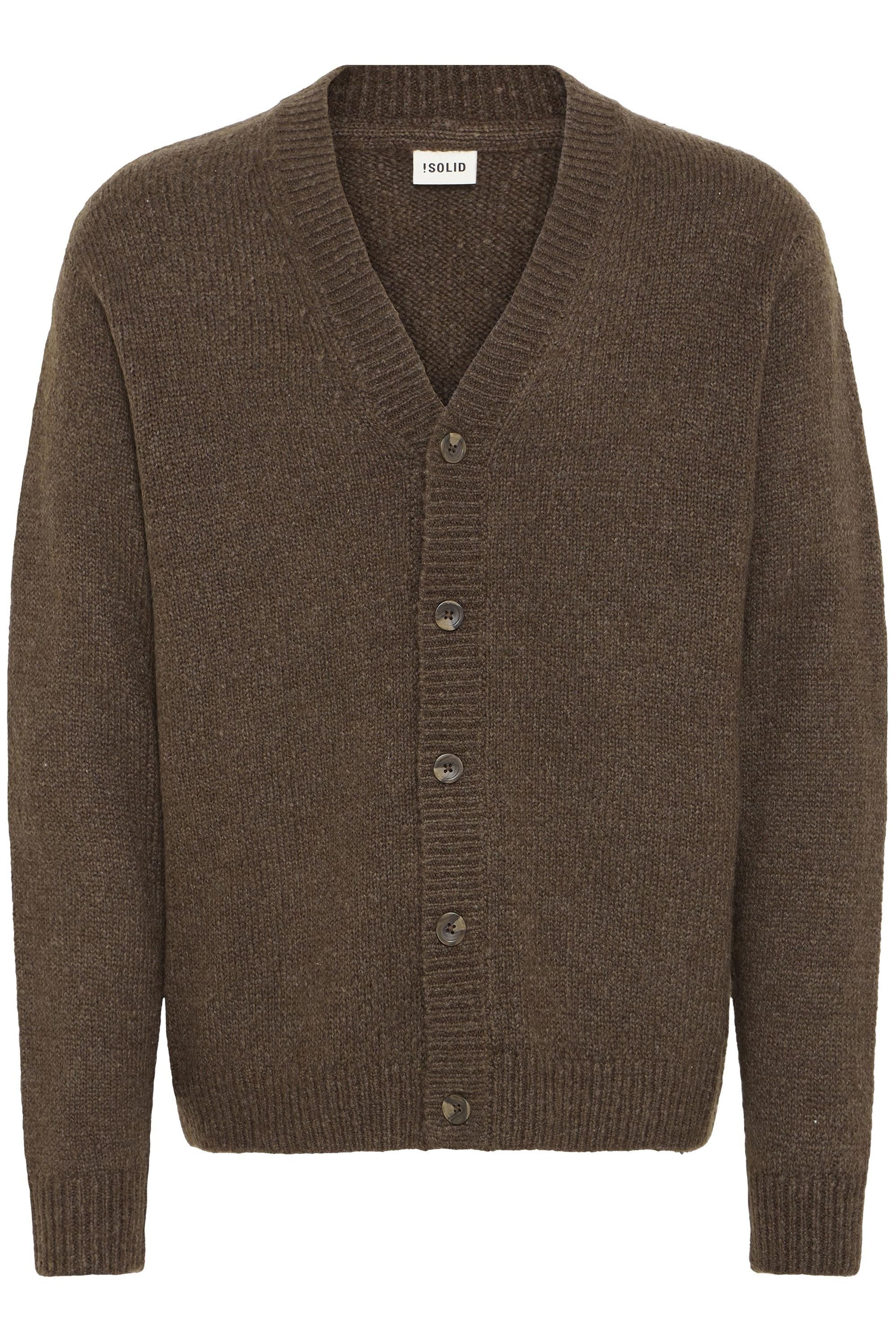 SOLID Herren Strickjacke "Strickjacke SDHamed"slate schwarz, Gr. L, Obermaterial: 39% Polyacryl PAN. 31% Nylon NY. 20% Polyester PES. 10% Wolle WO.,