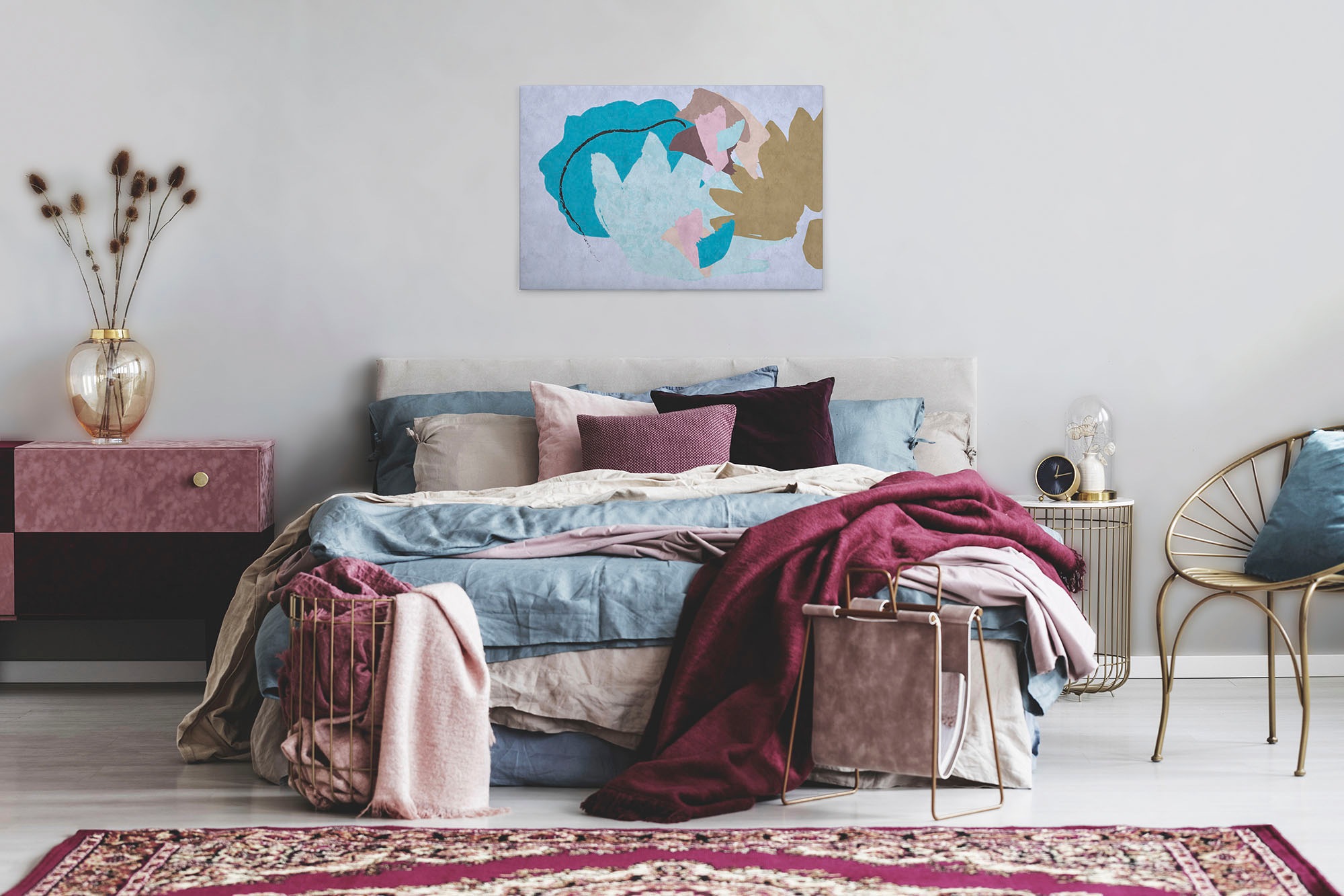 A.S. Création Leinwandbild »floral collage«, Kunst-Abstrakt-Kinder, (1 St.), Keilrahmen Bild Floral Abstrakt Leinwand-Bild Wohnzimmer modern Kinder