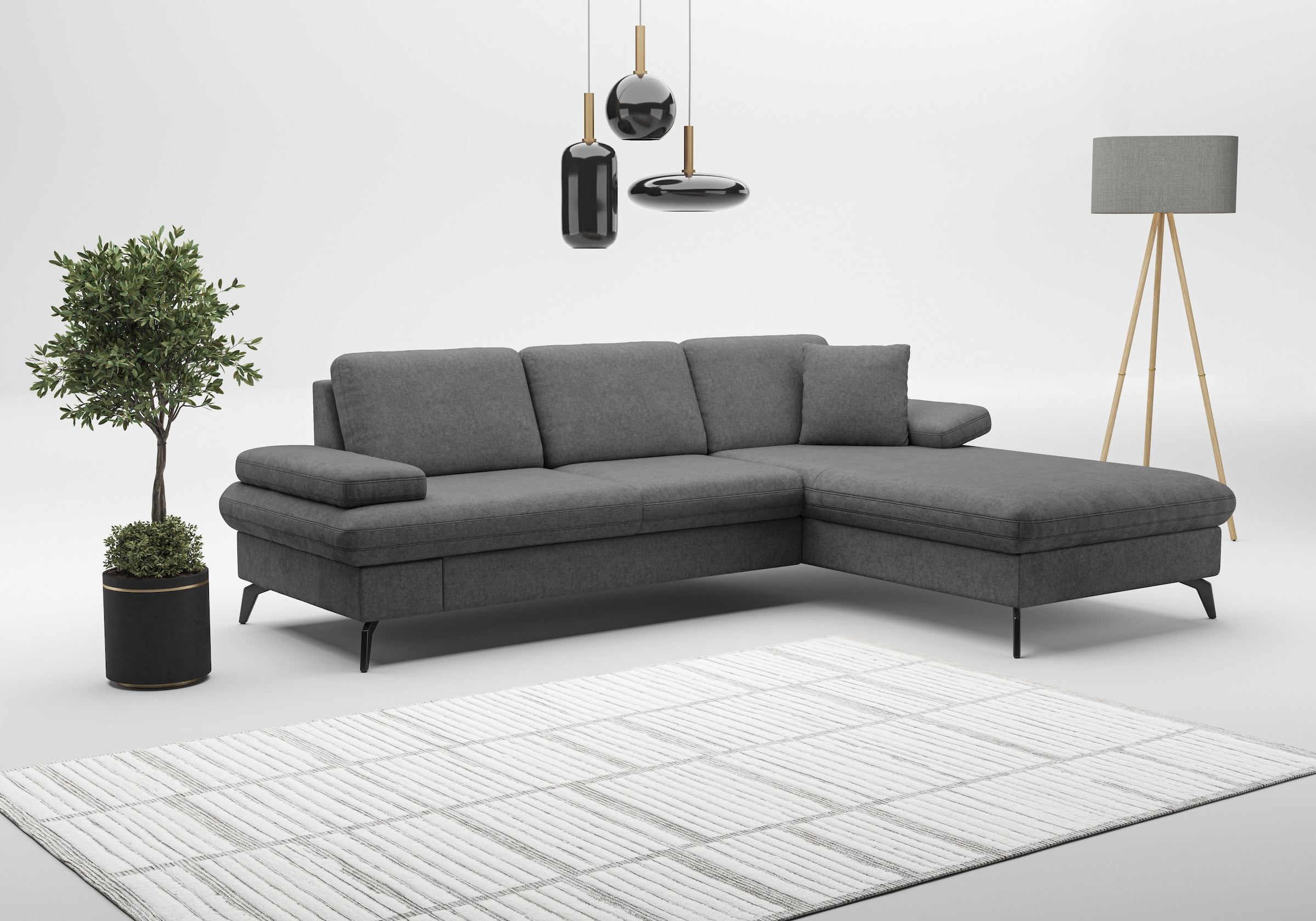 sit&more Ecksofa »Morris Jubi L-Form«, inkl. Armteilfunktion und 1 Zierkissen, wahlweise mit Bettfunktion