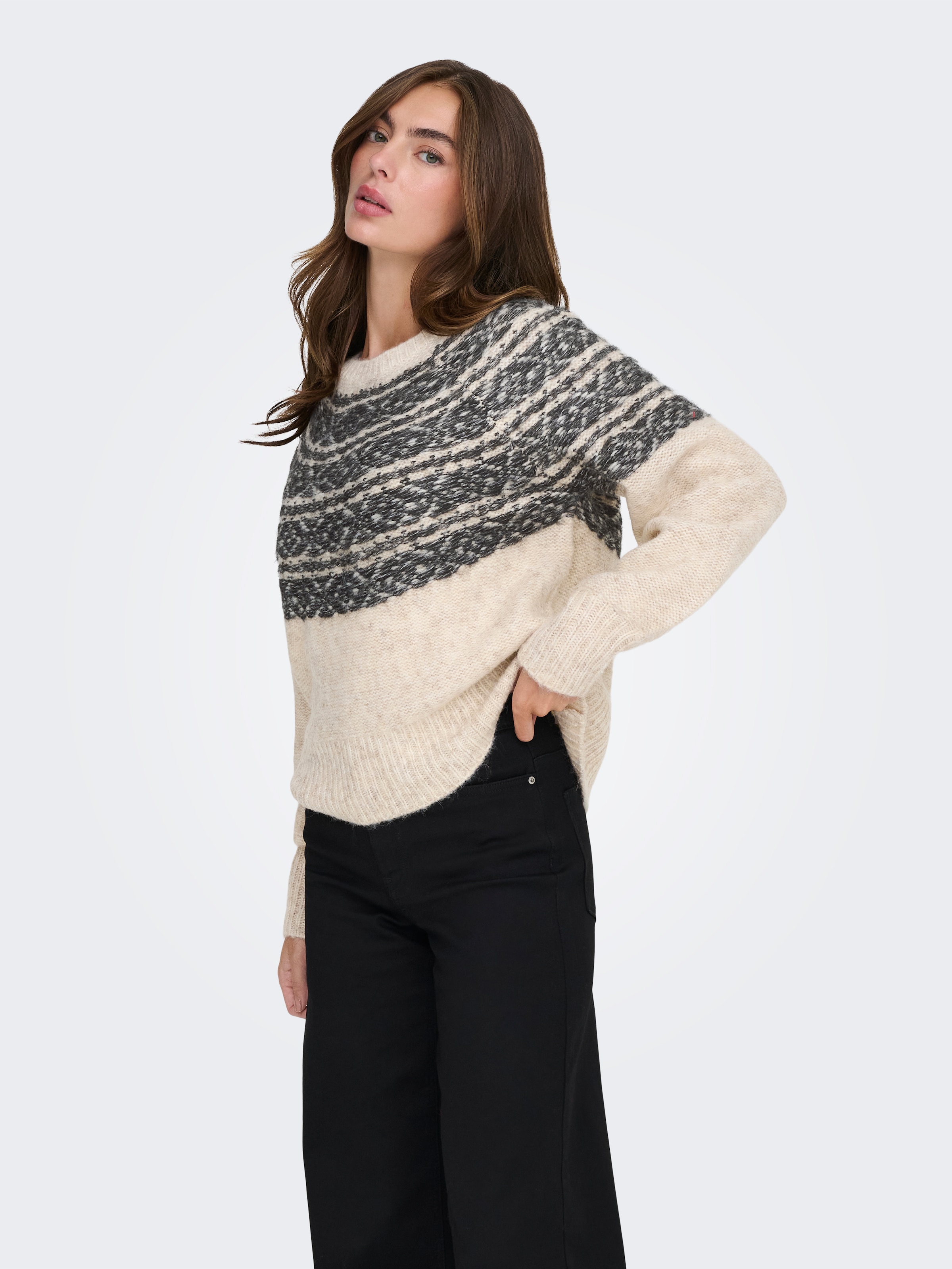 ONLY Strickpullover "ONLSIDONA LIFE LS JQ O-NECK KNT" günstig online kaufen