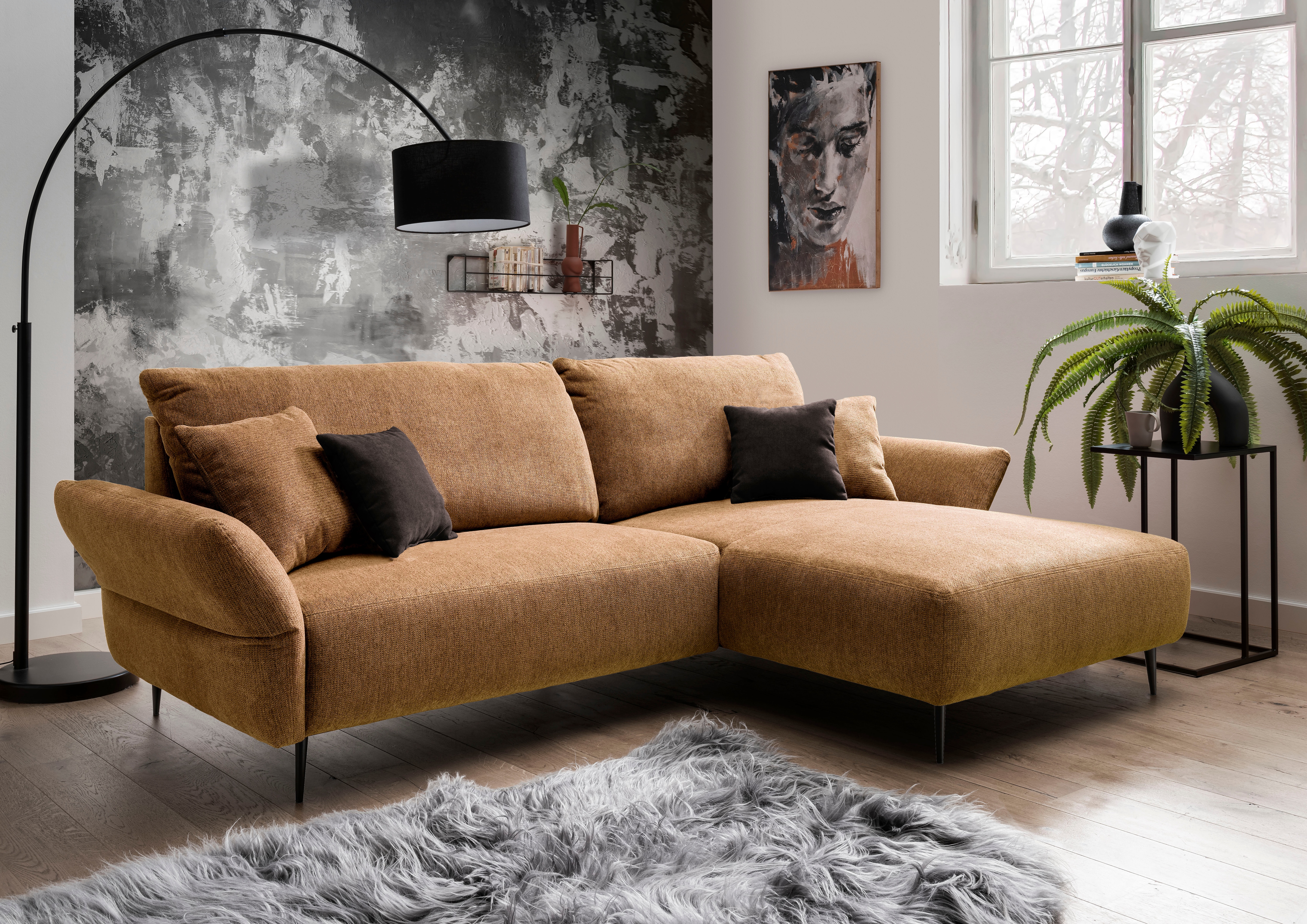 Home affaire Ecksofa "Amarena modern & bequem, verstellbare Armlehnen, L-Form" inklusive Armlehnenverstellfunktion, inkl. 4x Zierkissen