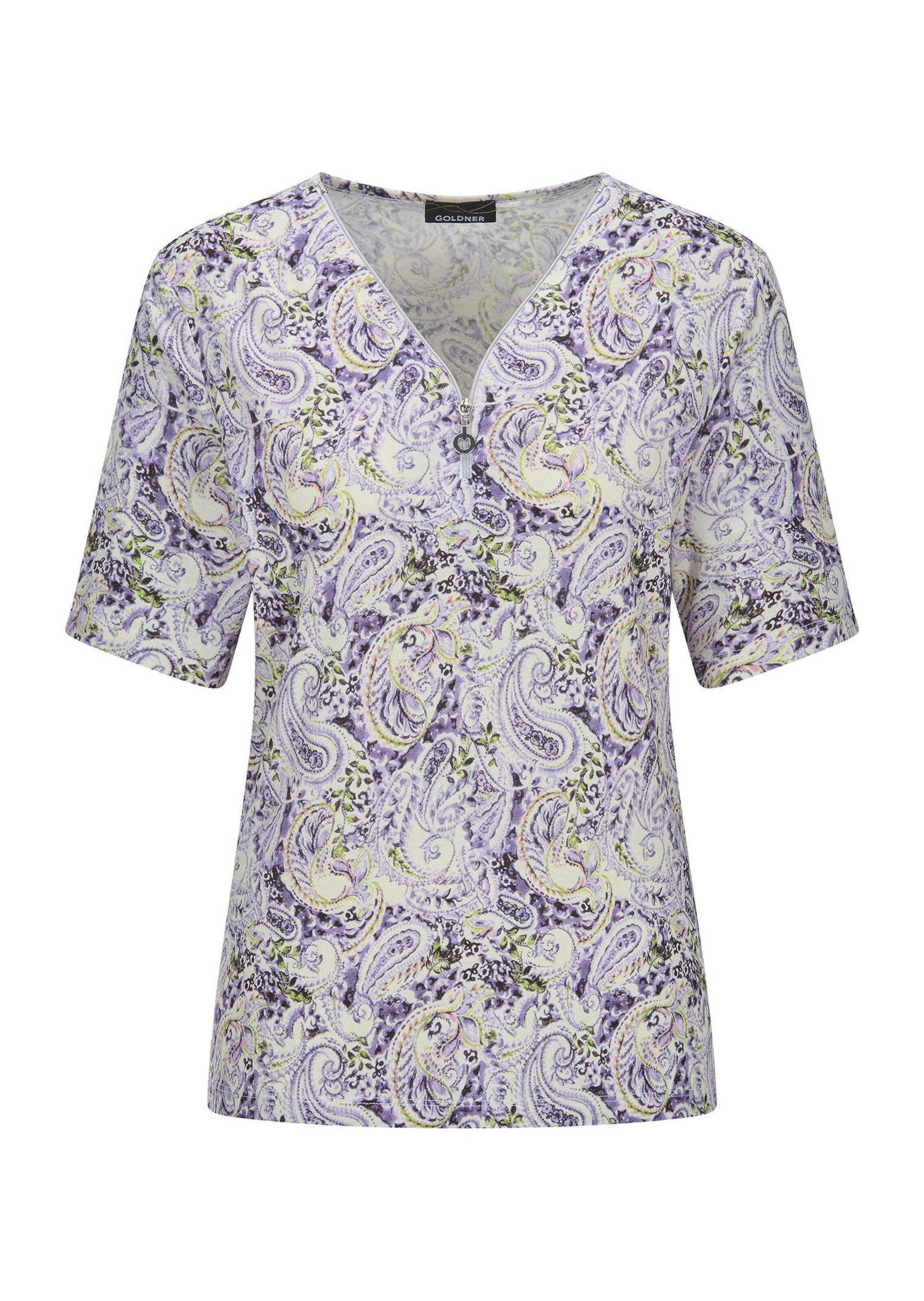 GOLDNER "Viskoseshirt mit Paisley-Muster" Dekorativer RV am Ausschnitt