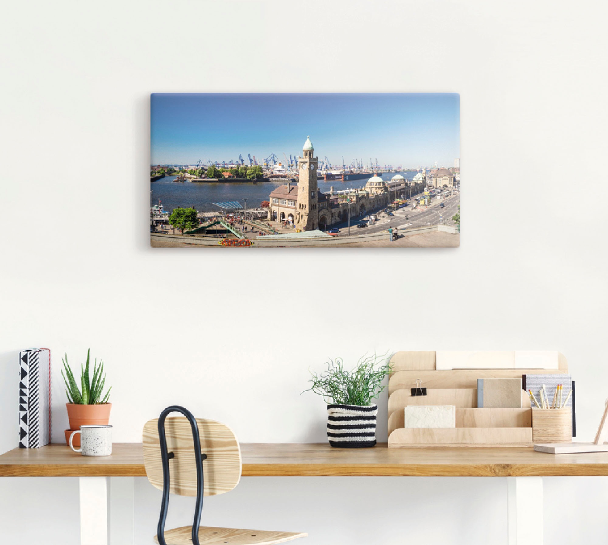 Artland Wandbild »Hamburg St. Pauli Landungsbrücken«, Deutschland, (1 St.), als Leinwandbild, Poster in verschied. Größen