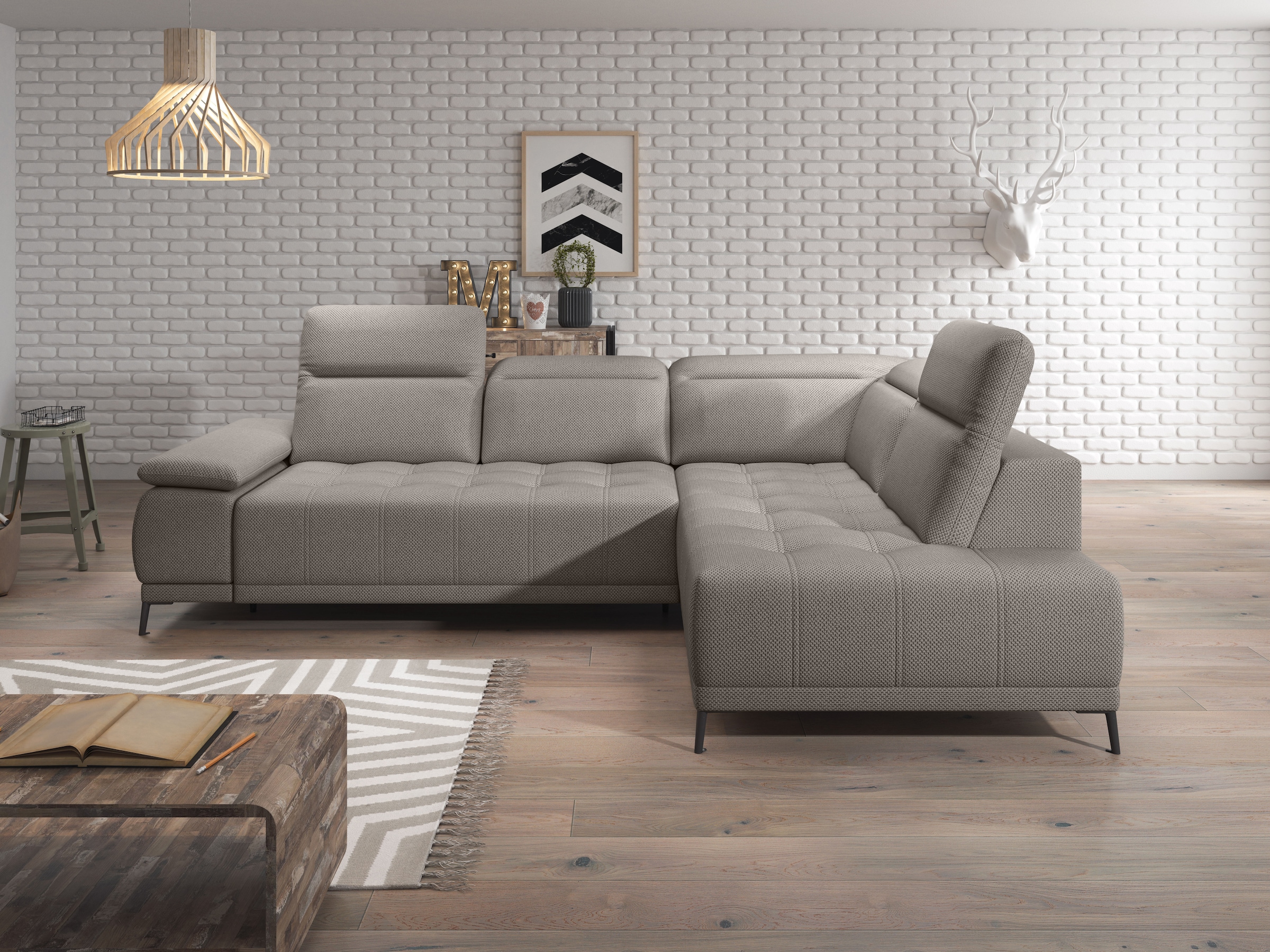 WERK2 Ecksofa "Focus-L, elektrisch erweiterbare Sitztiefe um ca. 30 cm, L-F günstig online kaufen