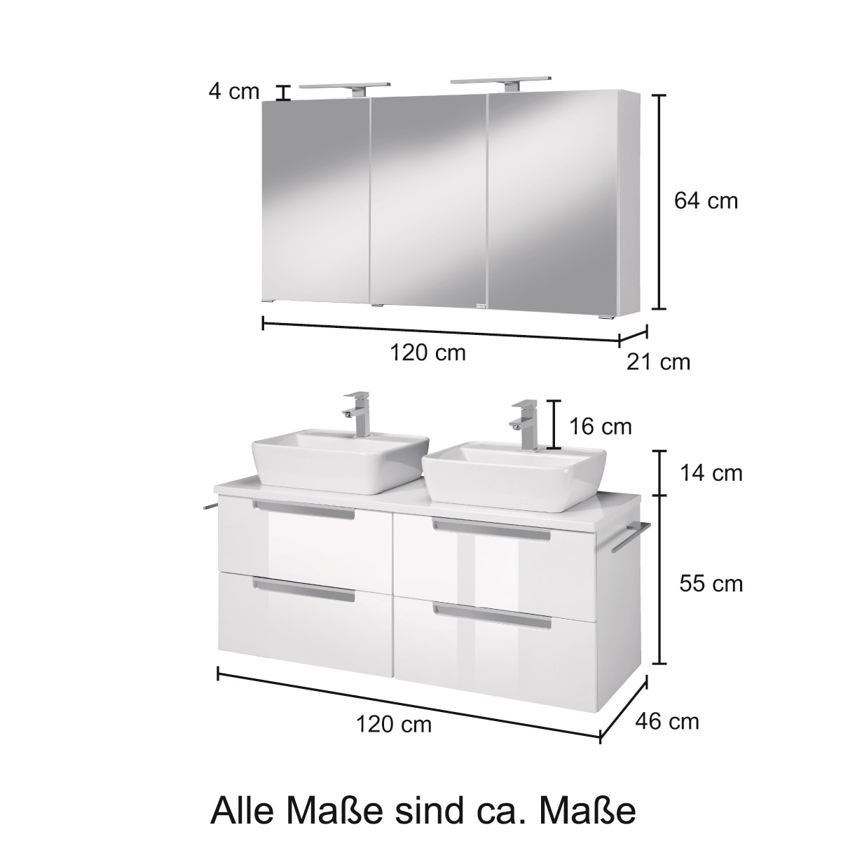 welltime Badmöbel-Set »Malibu« Set, 2 Stk. tlg.