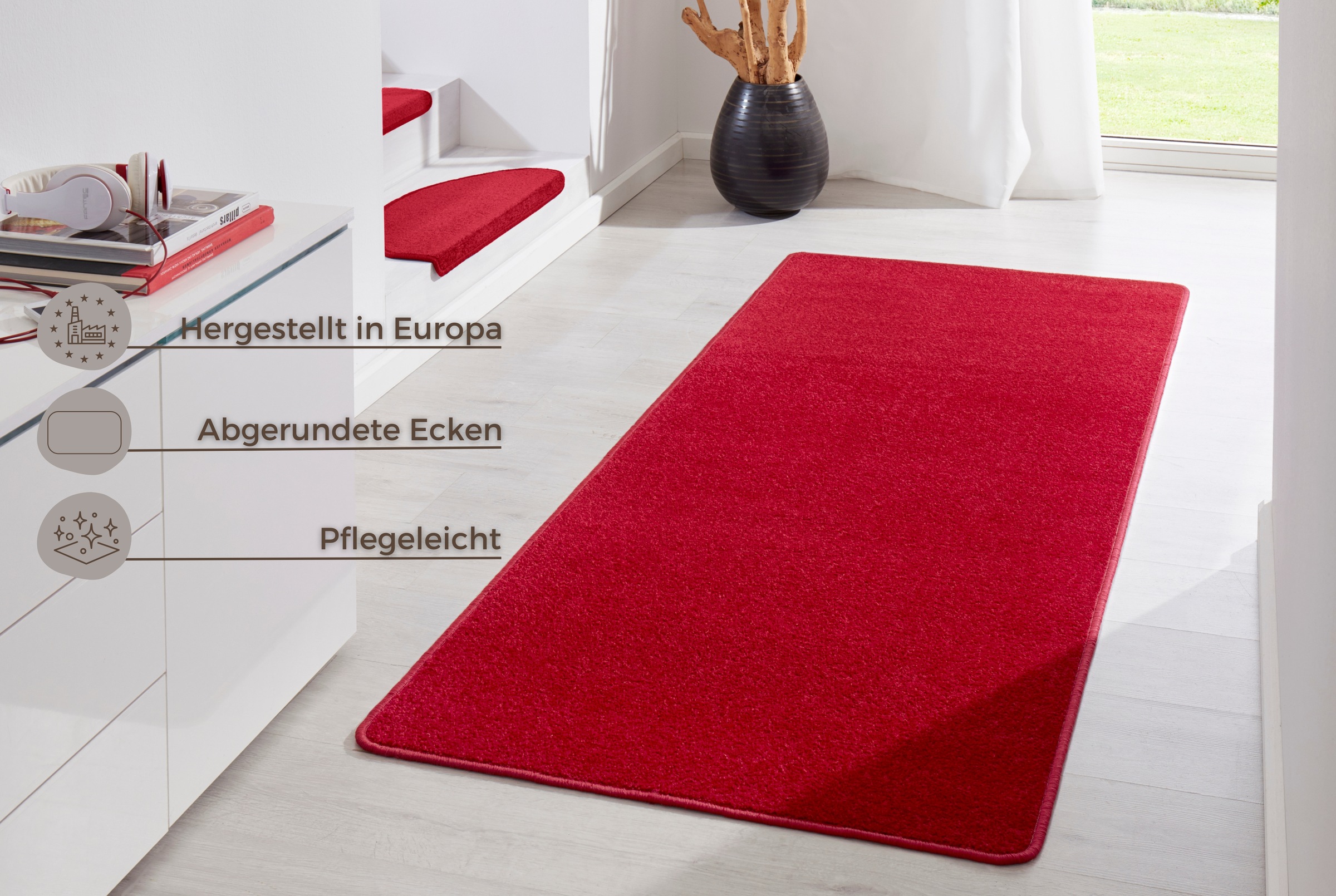 HANSE Home Teppich »Fancy«, rechteckig, 7 mm Höhe, Kurzflor, Läufer, uni, gekettelt, Wohnzimmer, Schlafzimmer, Esszimmer