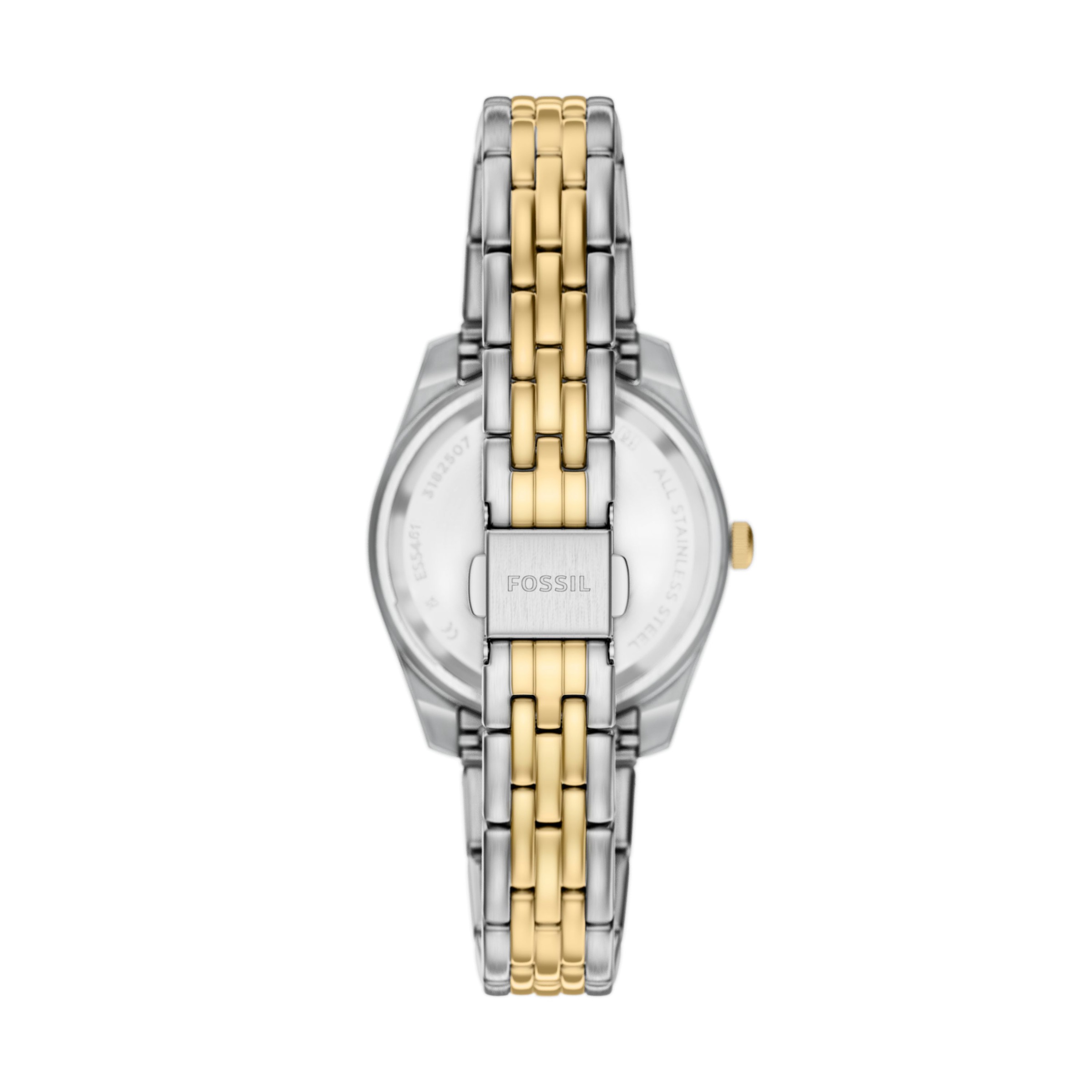 Fossil Quarzuhr »Scarlette« Armbanduhr, Damenuhr, Edelstahlarmband, analog, Tag, Glassteine