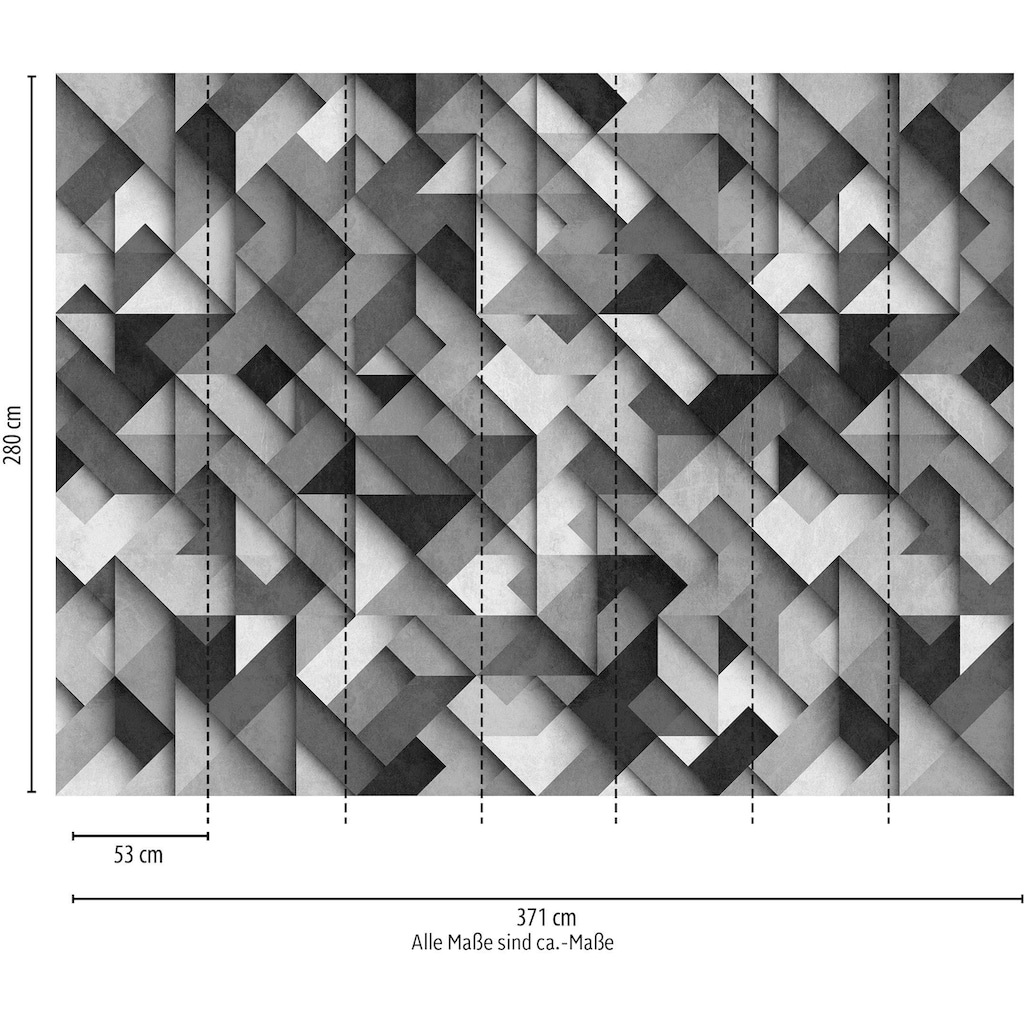 living walls Fototapete »The Wall«, 3D-Optik-mehrfarbig-geometrisch