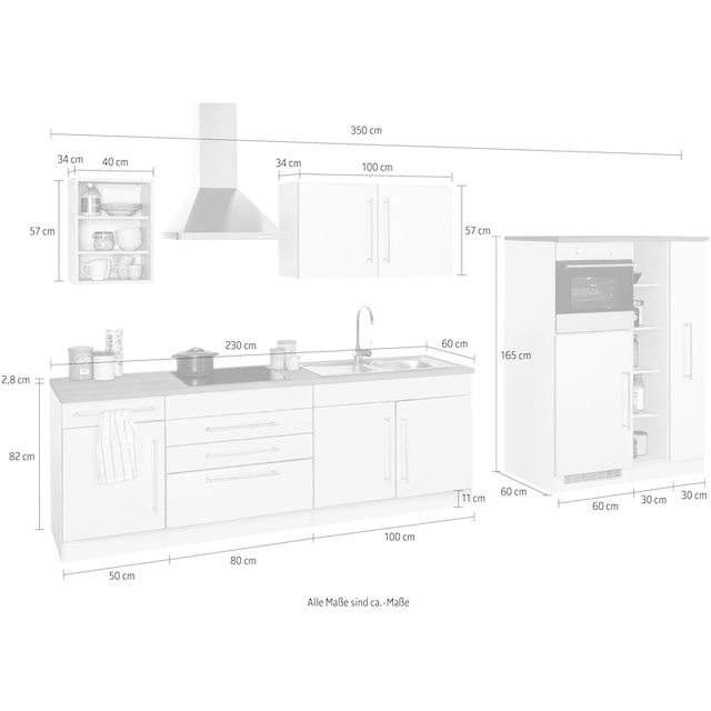HELD MÖBEL Küchenzeile »Samos«, mit E-Geräten, Breite 350 cm kaufen | BAUR