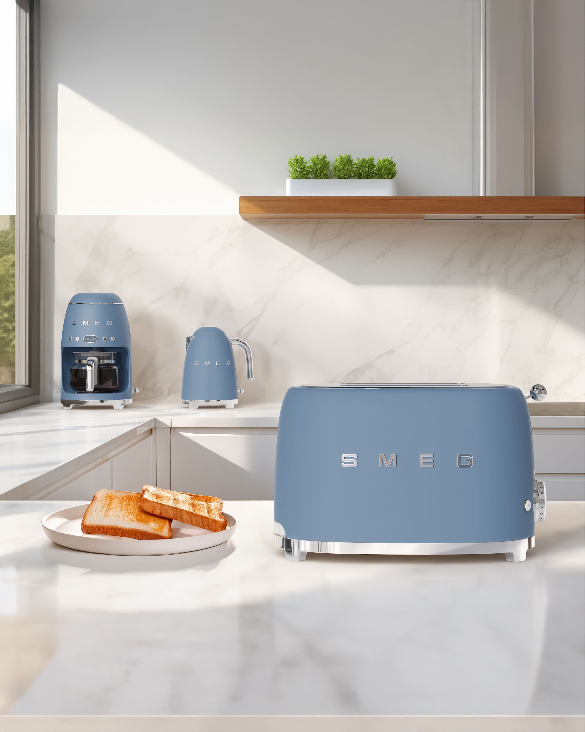 Smeg Toaster »TSF01SBMEU« 2 Schlitze für 2 XXL-Toastscheiben 950 W