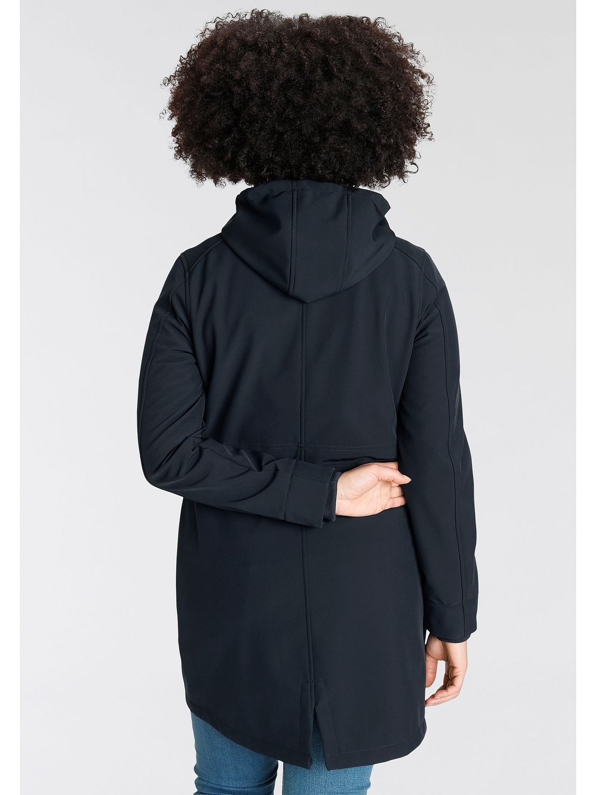 Polarino Softshelljacke »Große Größen«, mit Kapuze, Logo auf dem Ärmel
