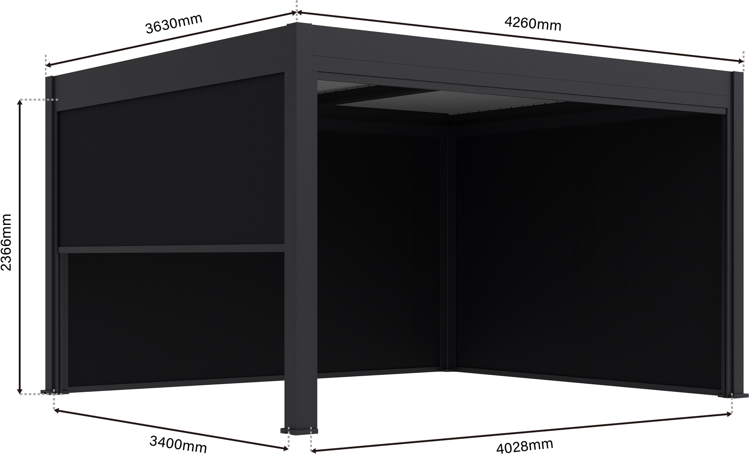 Paragon Pavillonseitenteil »für Pergola Grand Tuscan 12 Grau«
