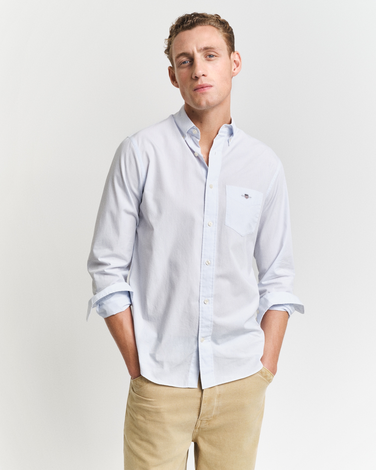 Gant Langarmhemd »REG POPLIN BANKER SHIRT«, Banker Stripe Popeline, leichte Baumwolle