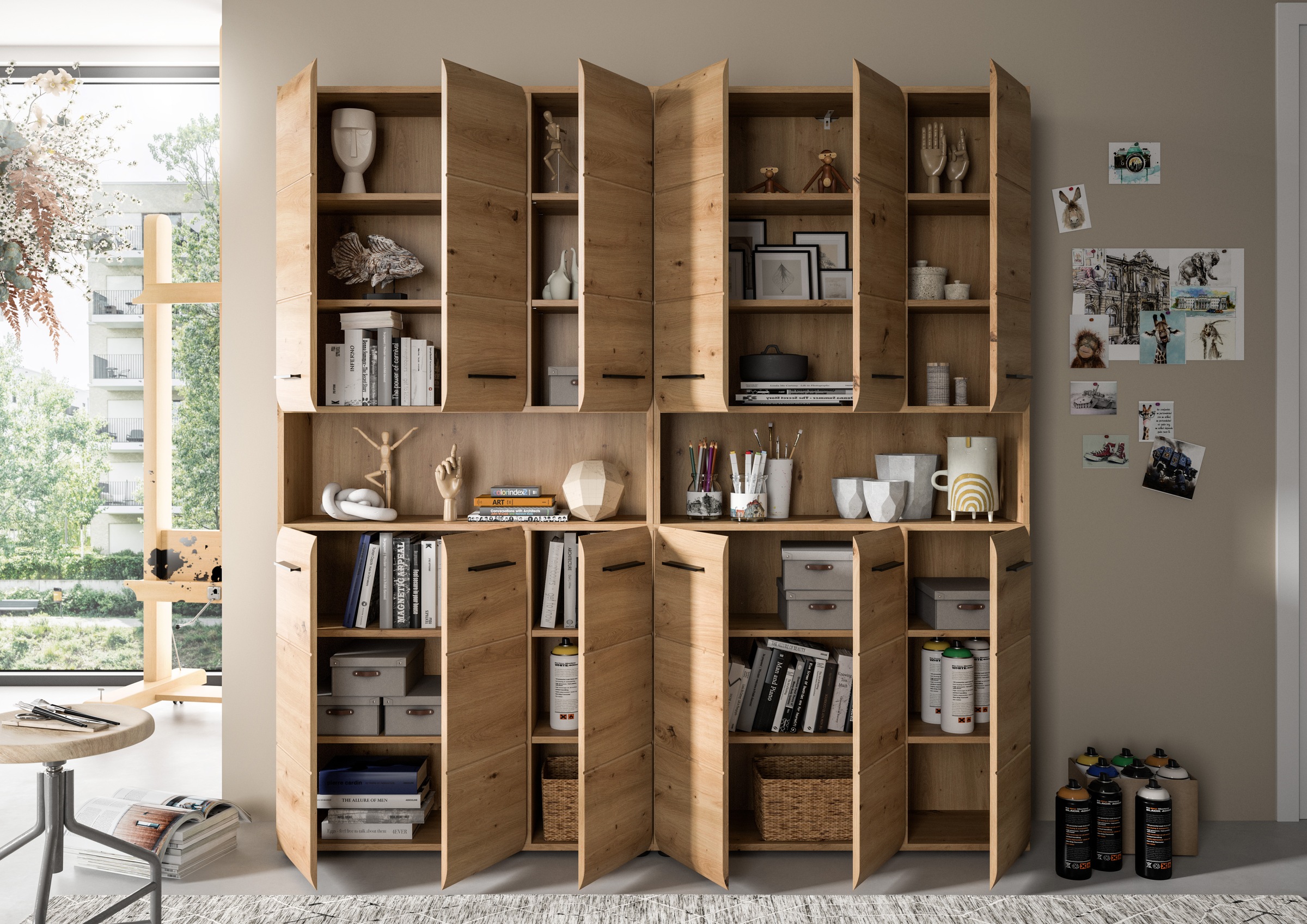 INOSIGN Badezimmer-Set, (Set, 2 St.), Florenz, Badkombination 2-tlg. Artisan Oak NB, Mehrzweckschränke