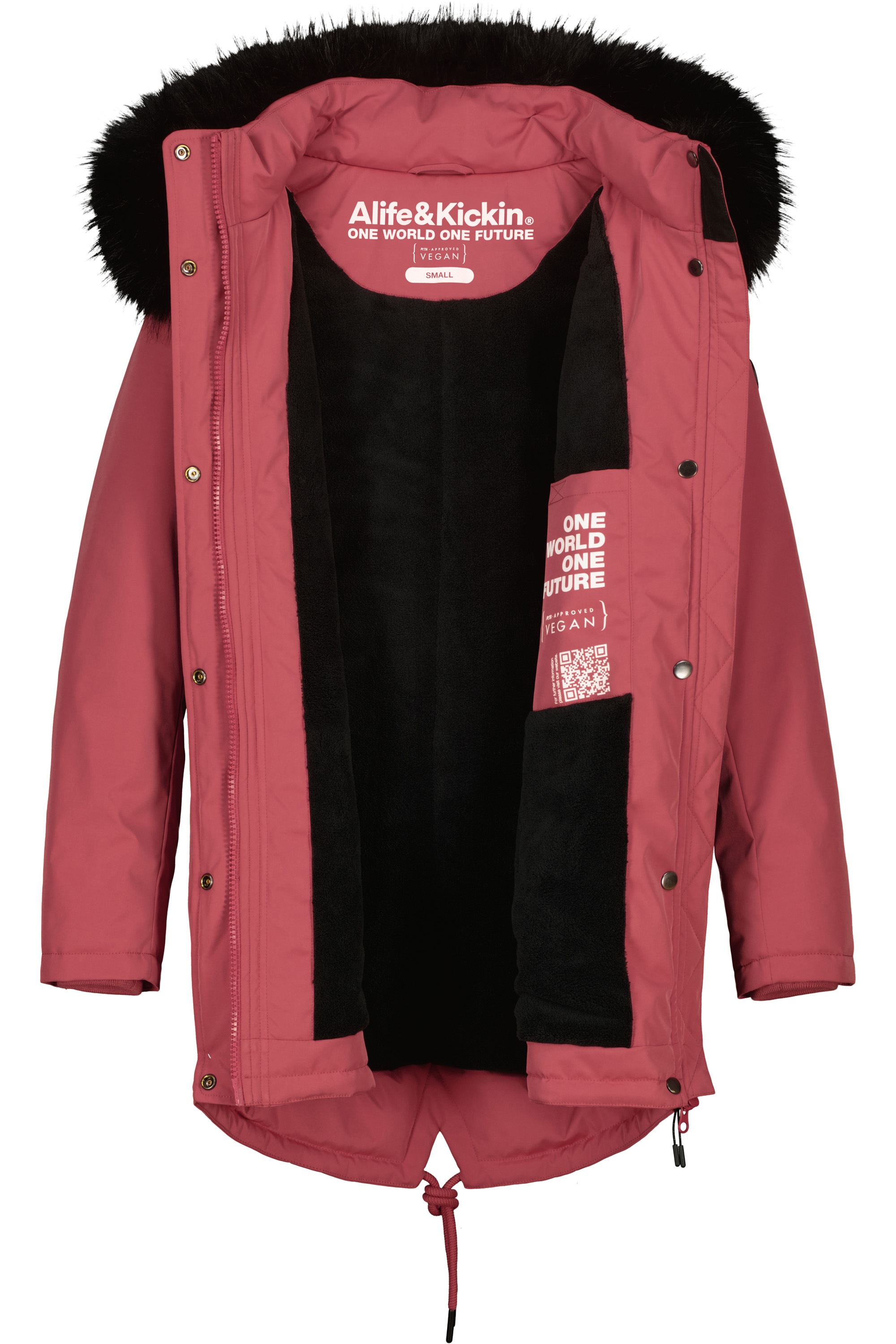 Alife & Kickin Winterjacke »Damen KierseyAK A«, Kurzer Mantel mit weichem Teddy-Innenfutter und abnehmbarer Kapuze