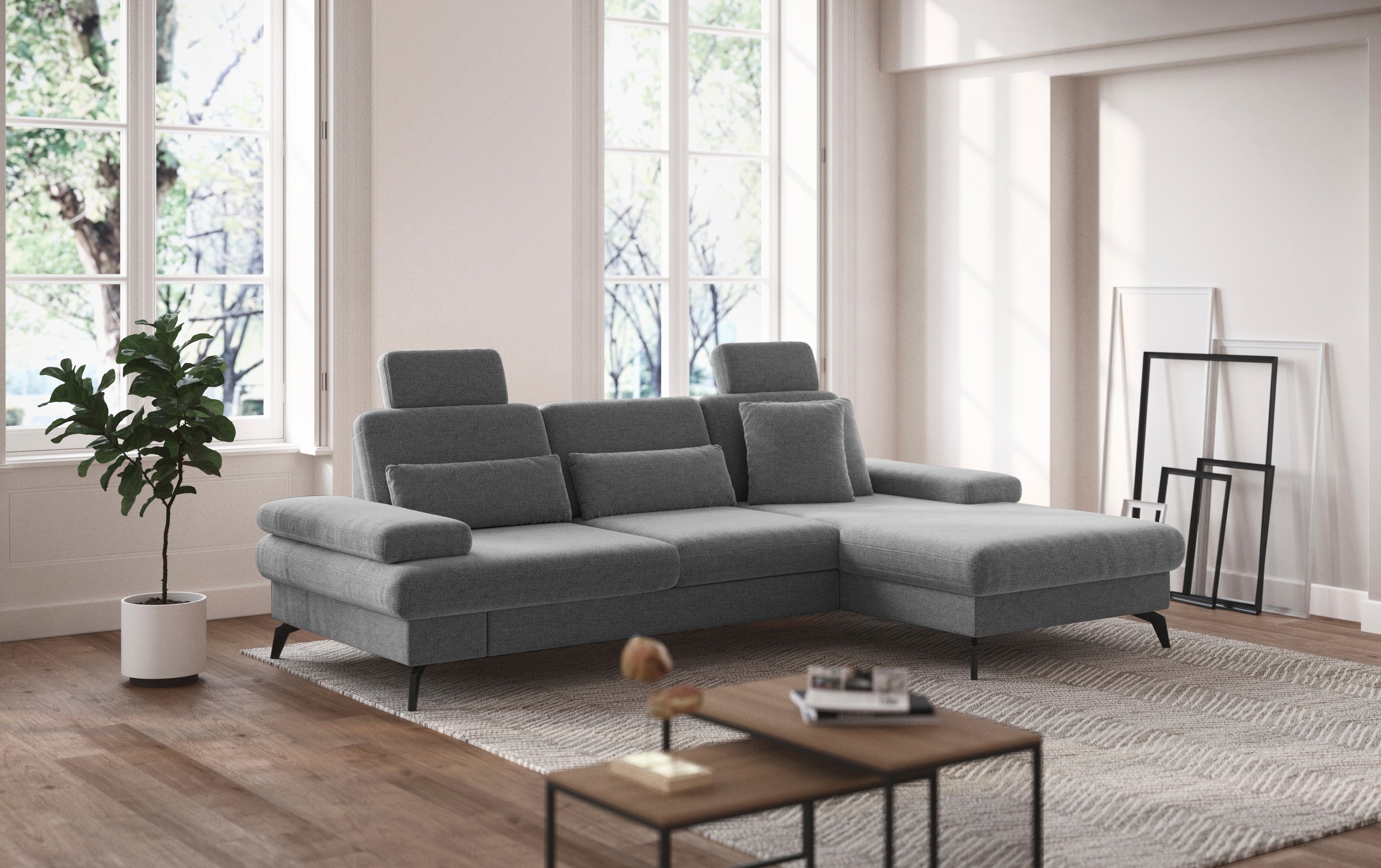 sit&more Ecksofa »Morris L-Form, inkl. Sitztiefenverstellung« wahlweise mit Armteilverstellung, Bettfunktion & Bettkasten