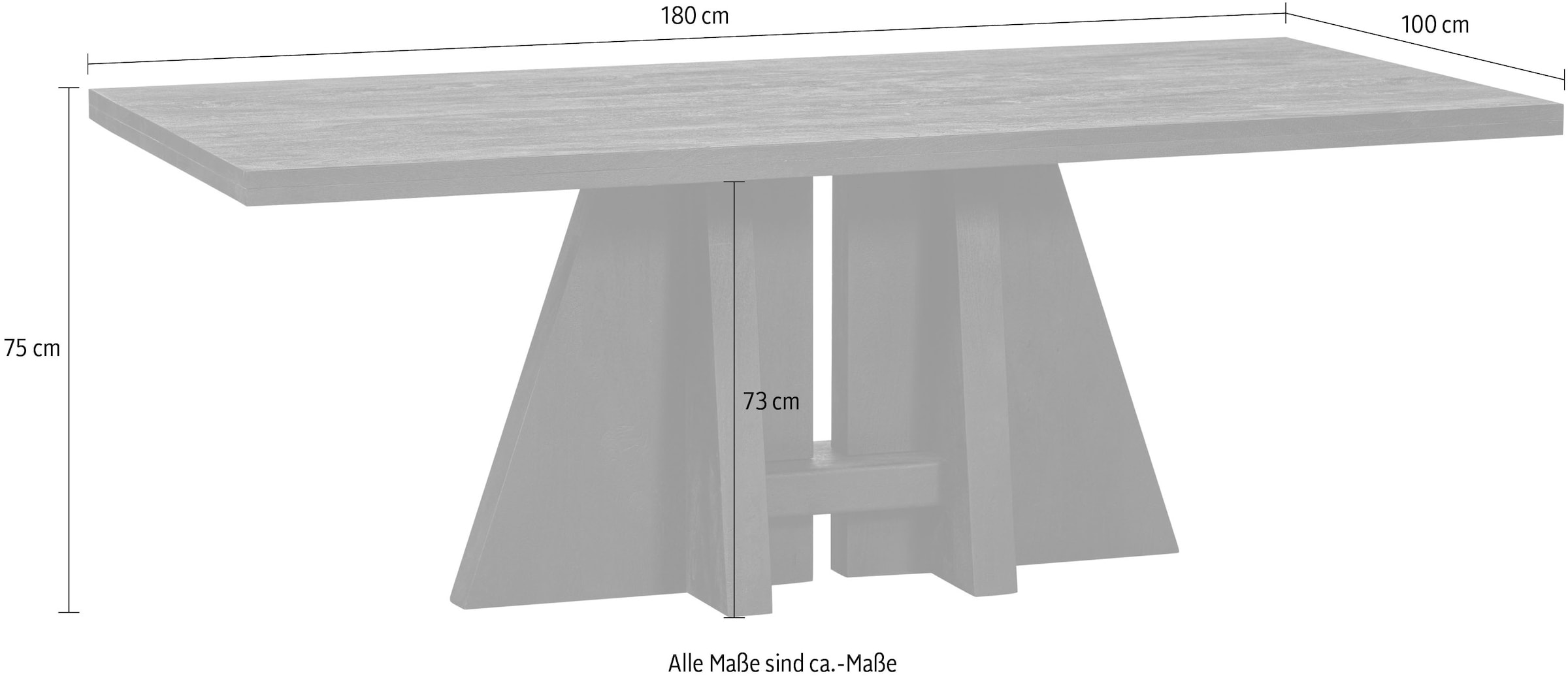 WOOOD Esstisch »Kean«, aus Mango Holz, maximale Belastbarkeit 150 kg, H 75 cm x B 180 cm