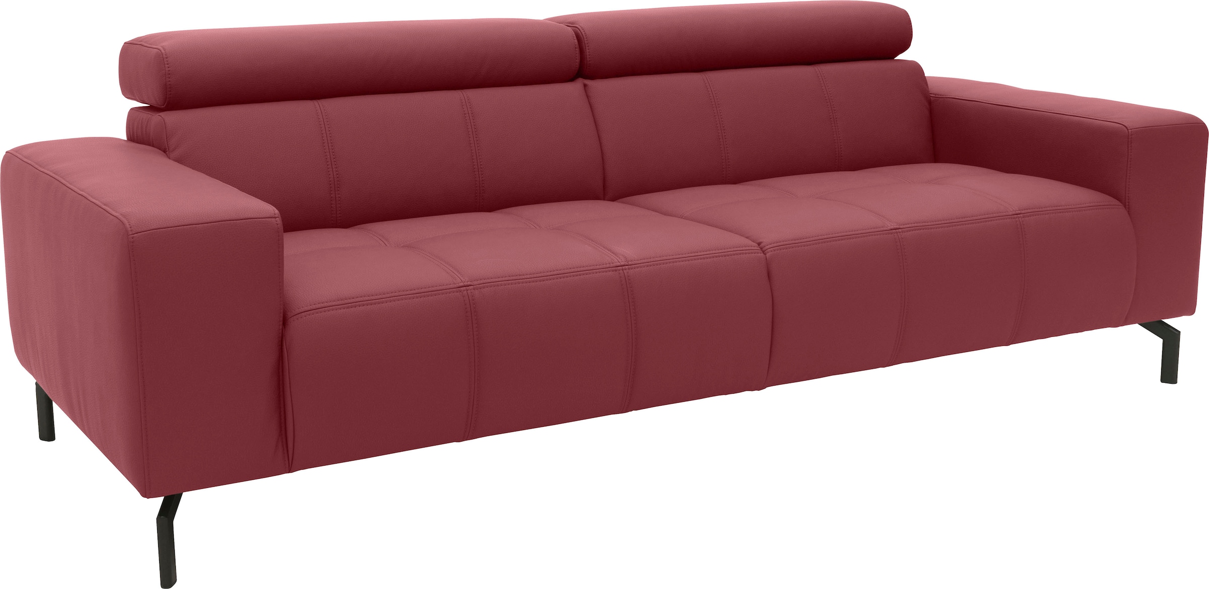 DOMO collection 2,5-Sitzer »Cunelli zeitlos und elegant, moderne Sitznähte als Designelement,«, wahlweise mit 6-fach verstellbaren Kopfteilen, fester Sitzkomfort