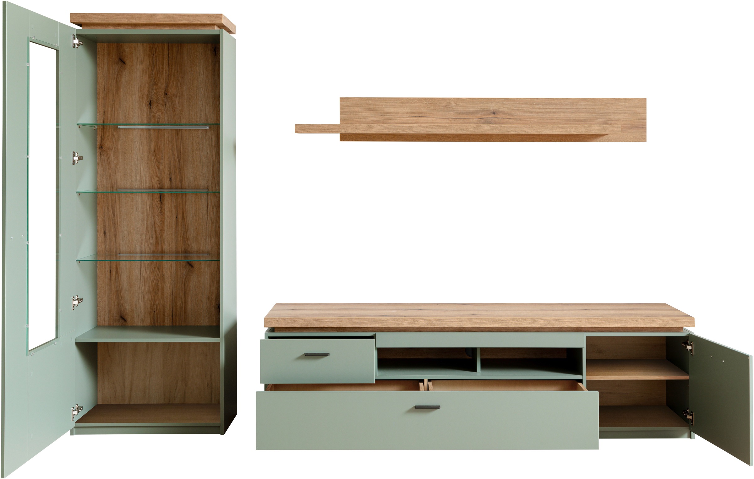 MCA furniture Wohnwand »MONIZ Wohnkomination 2«, (Komplett-Set, 3 St.), Türen/ Schubkästen gedämpft