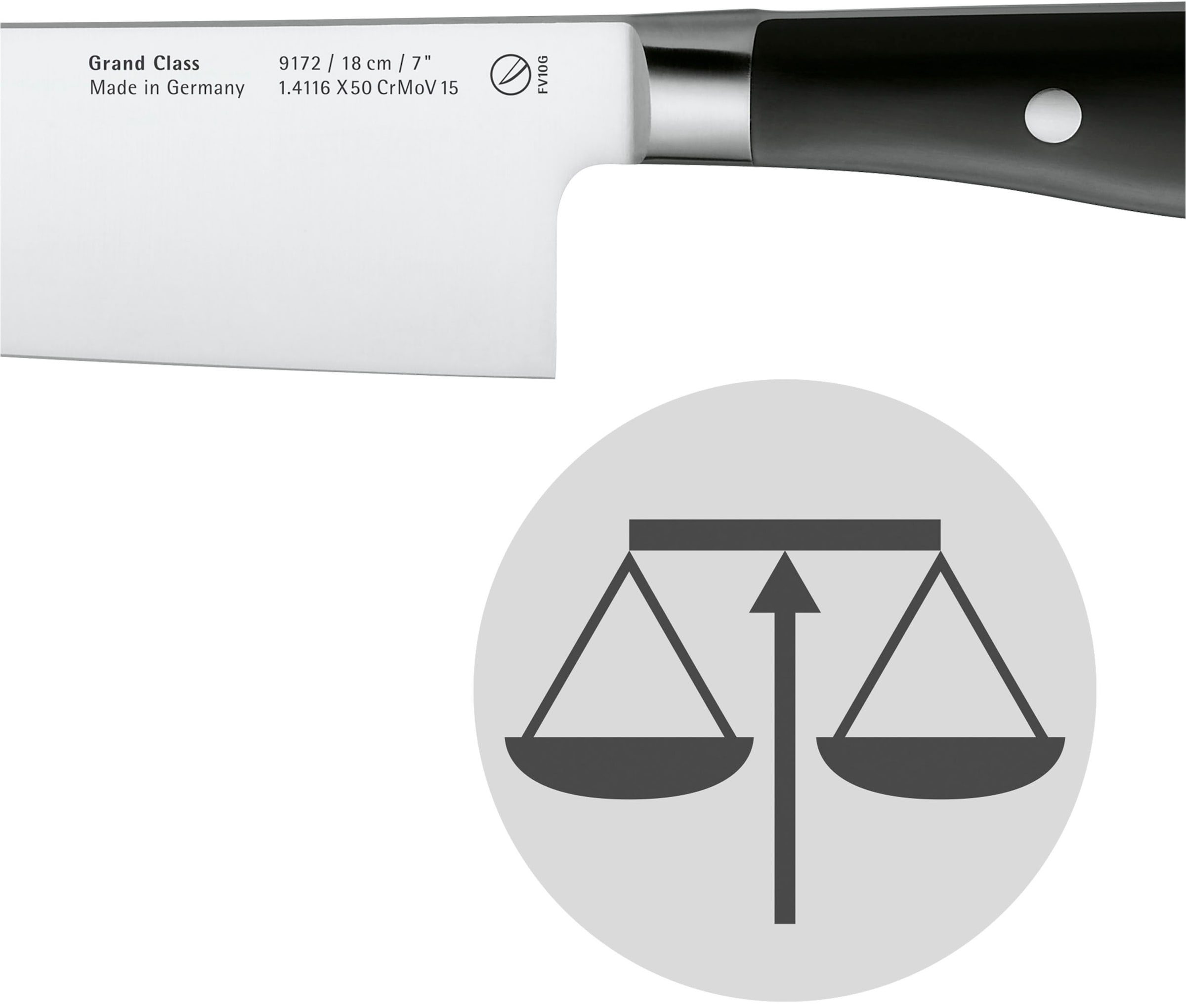 WMF Santokumesser »Grand Class«, (1 tlg.), 18 cm, langanhaltende Schärfe, handgeschmiedeter Spezialklingenstahl