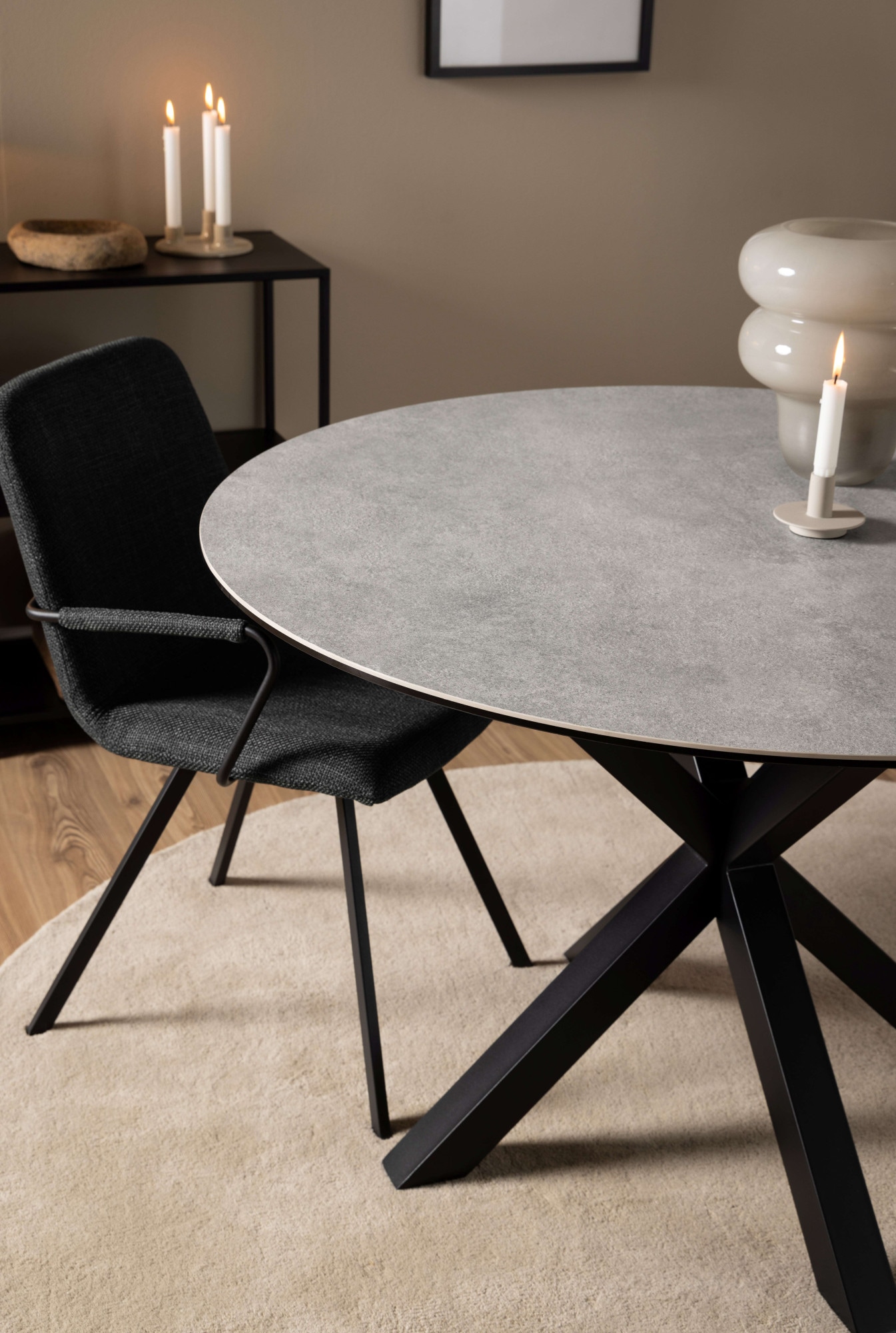 ACTONA GROUP Esstisch »Heaven, runde Tischplatte aus Keramik o. Glas & belastbar bis 100 kg« Esstisch, OTTOs Choice,  Tischplatte aus rauer Keramik, stahl gestell, Rund, 119x75,5