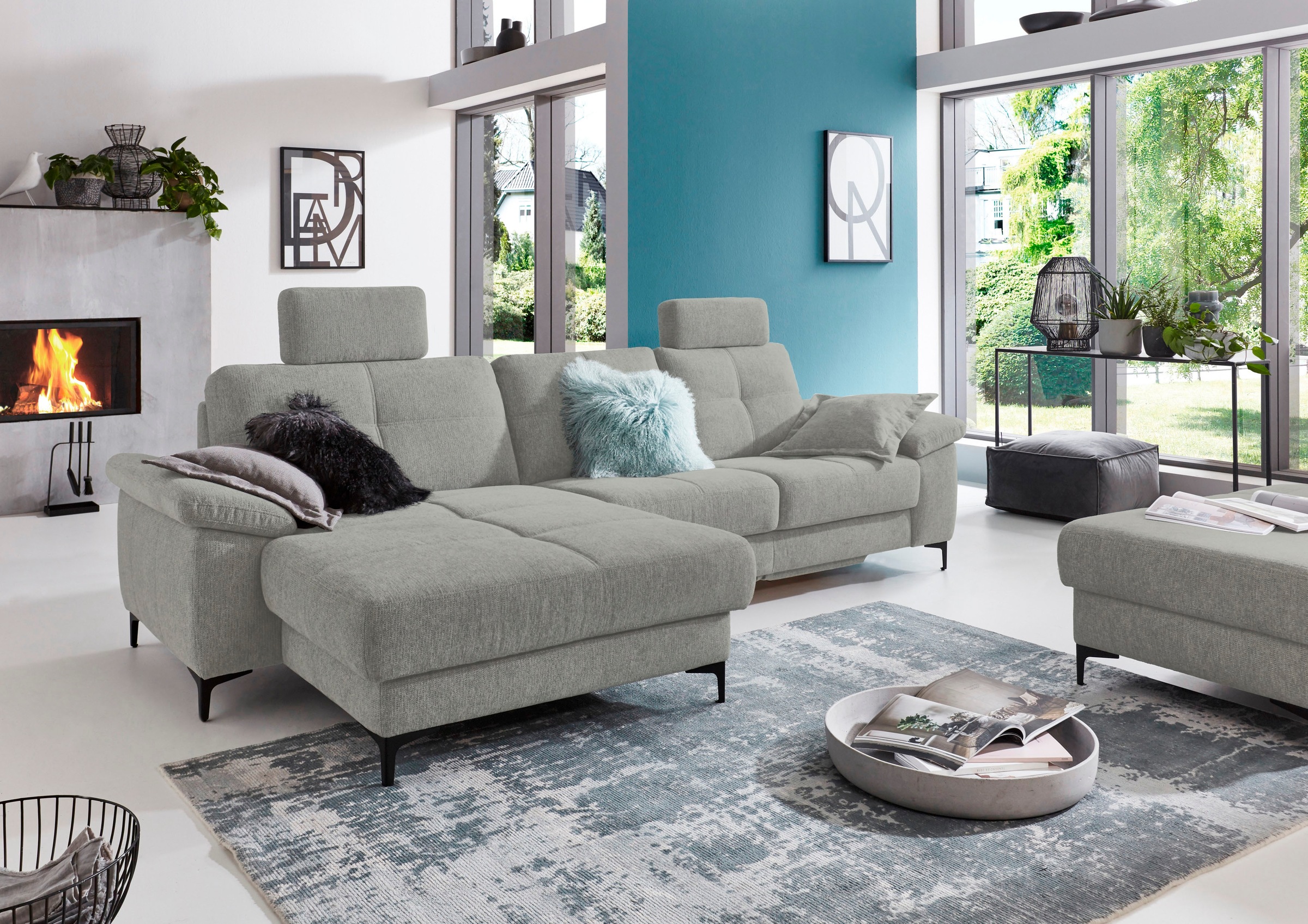 3C Carina Ecksofa »Burnaby bequem und modern, OTTOs Choice, L-Form«, 2 Kopfstützen, optional mit Schlaf- und motorischer Relaxfunktion