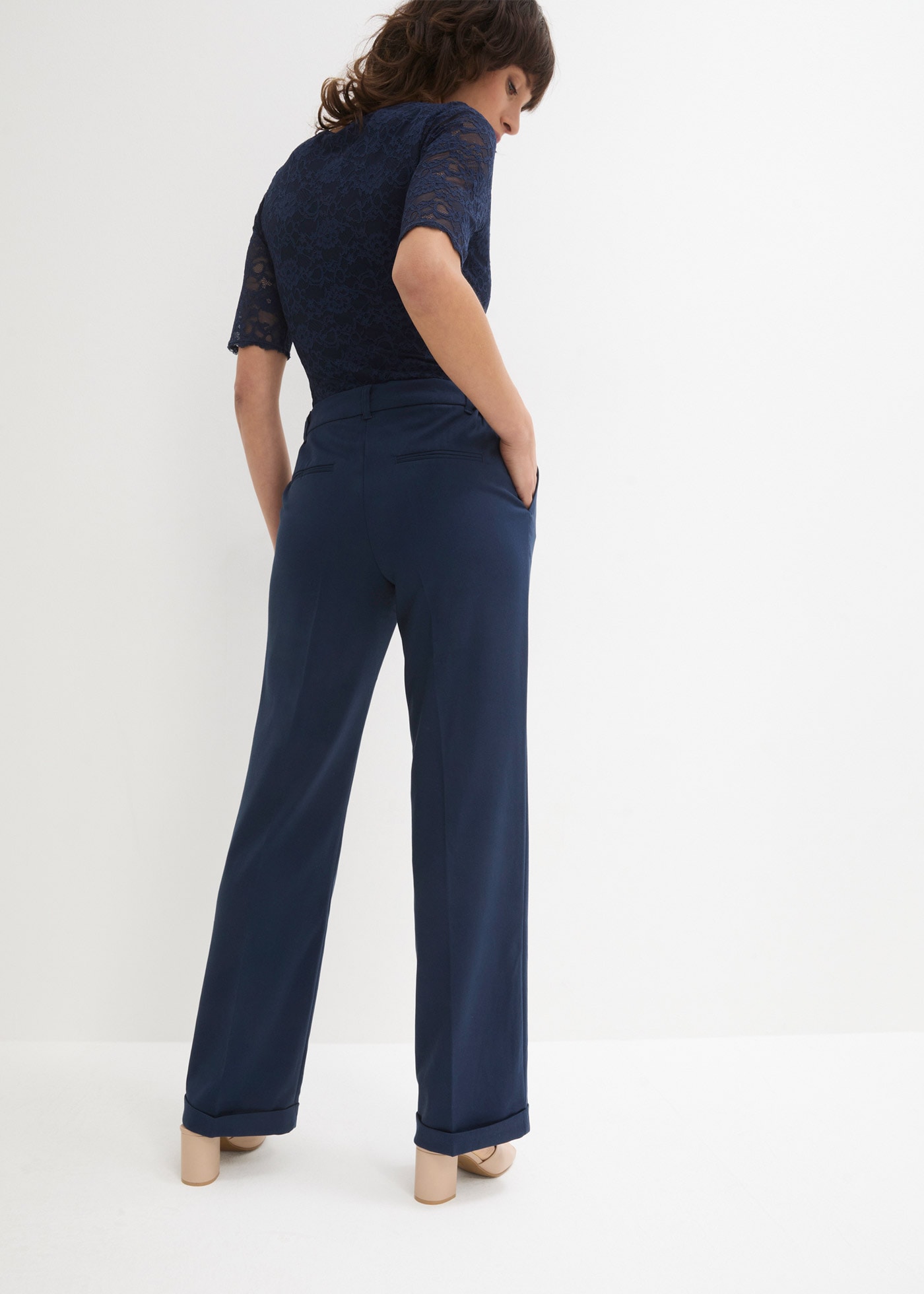 bonprix Marlene-Hose »Marlenehose«  weite Hose, mit Bügelfalte und Umschlagsaum, lockere Passform