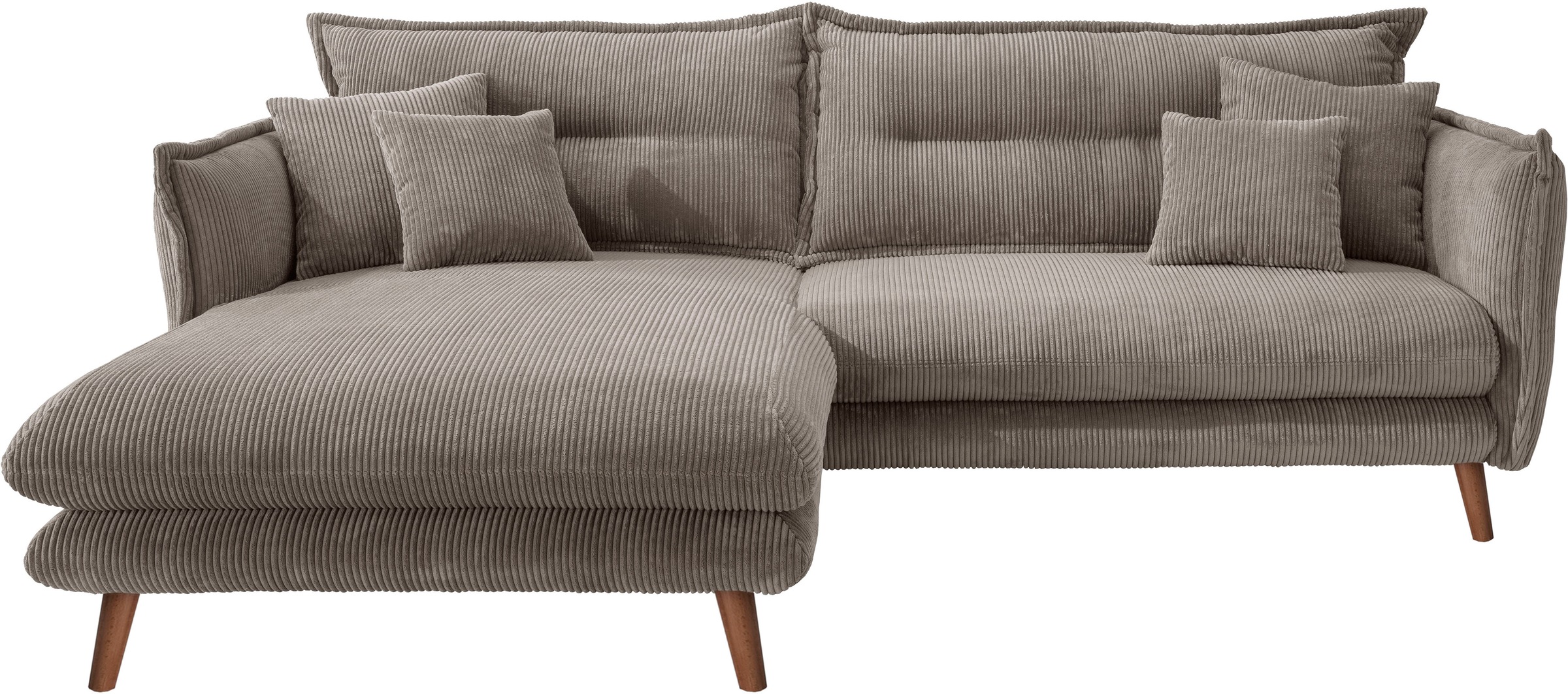 INOSIGN Ecksofa »Lazio modern und bequem, schmale Armlehnen, tolle Detailverarbeitung«, zwei verschiedene Fußfarben wählbar