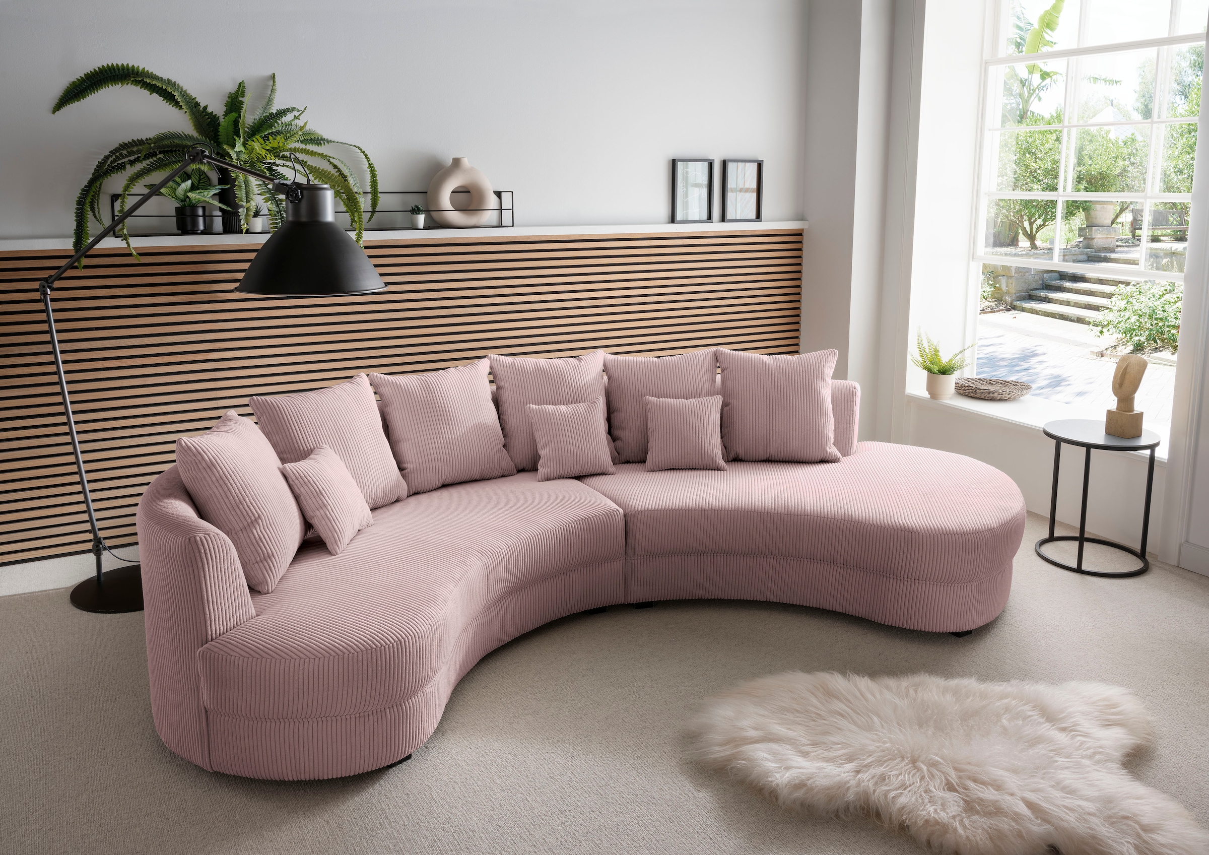 Home affaire Ecksofa "Lazio modern und bequem, schmale Armlehnen, tolle Detailverarbeitung" zwei verschiedene Fußfarben wählbar