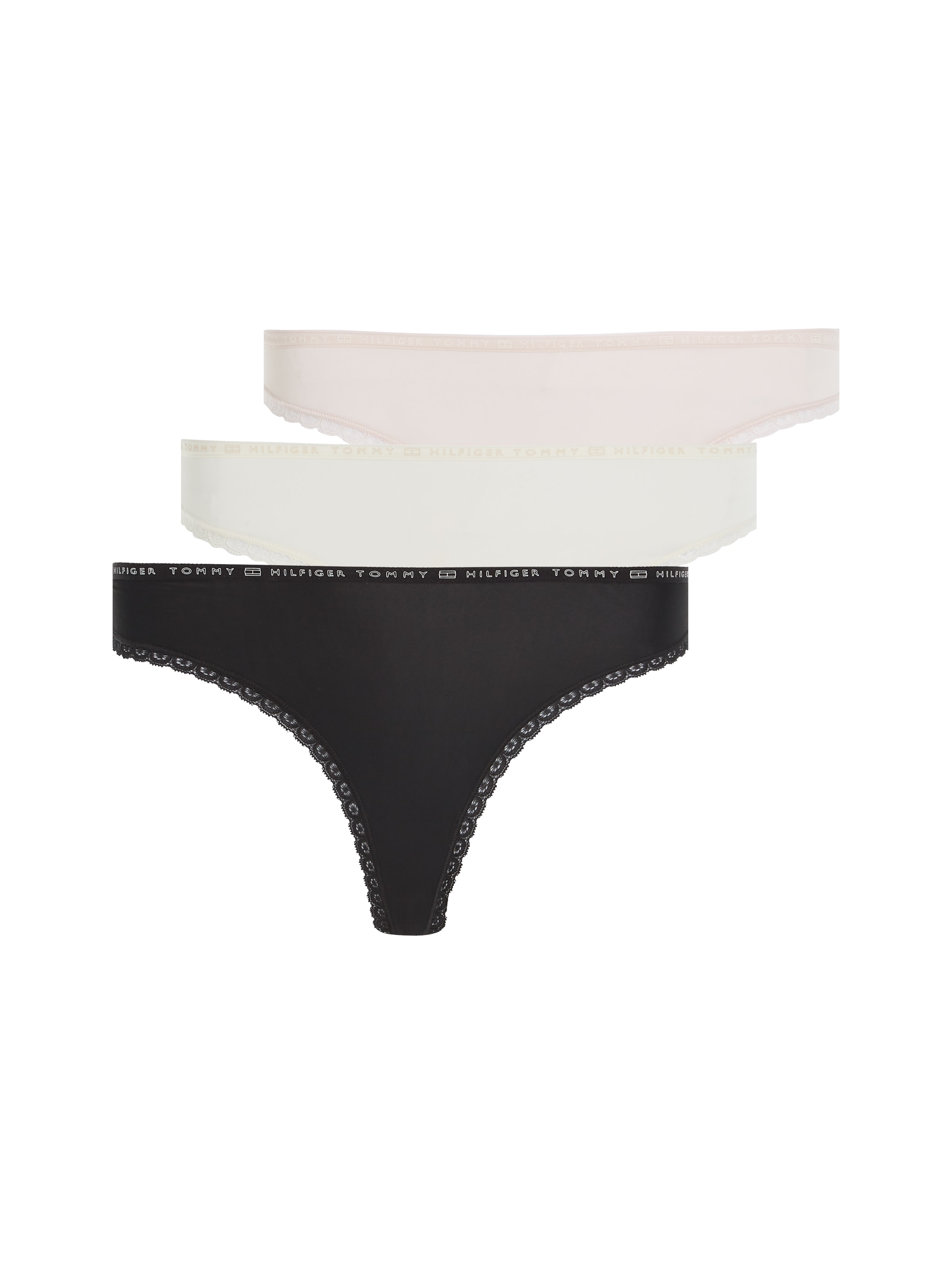 Tommy Hilfiger Underwear Slip »3P THONG«, (Packung, 3 St., 3er-Pack), mit  zarter Spitzenkante am Beinabschluss & Tommy Hilfiger Elastikbund online  bestellen | BAUR