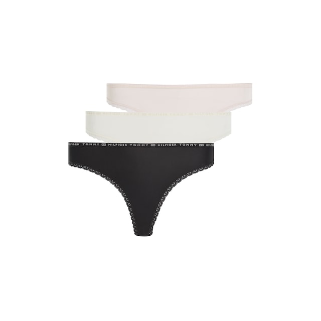 Tommy Hilfiger Underwear Slip »3P THONG«, (Packung, 3 St., 3er-Pack), mit  zarter Spitzenkante am Beinabschluss & Tommy Hilfiger Elastikbund online  bestellen | BAUR