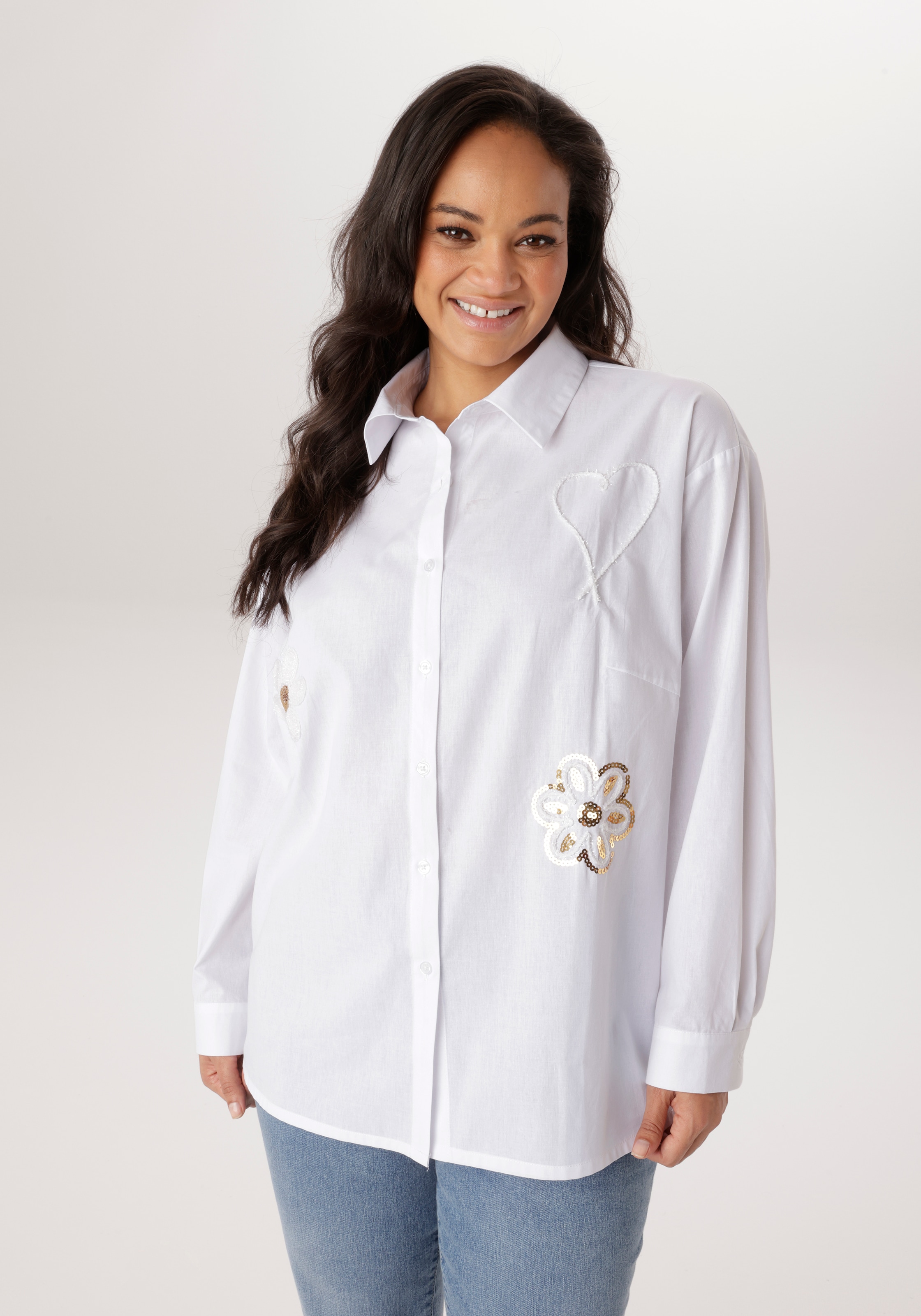 Aniston PLUS Hemdbluse mit edlen Applikationen - NEUE KOLLEKTION günstig online kaufen