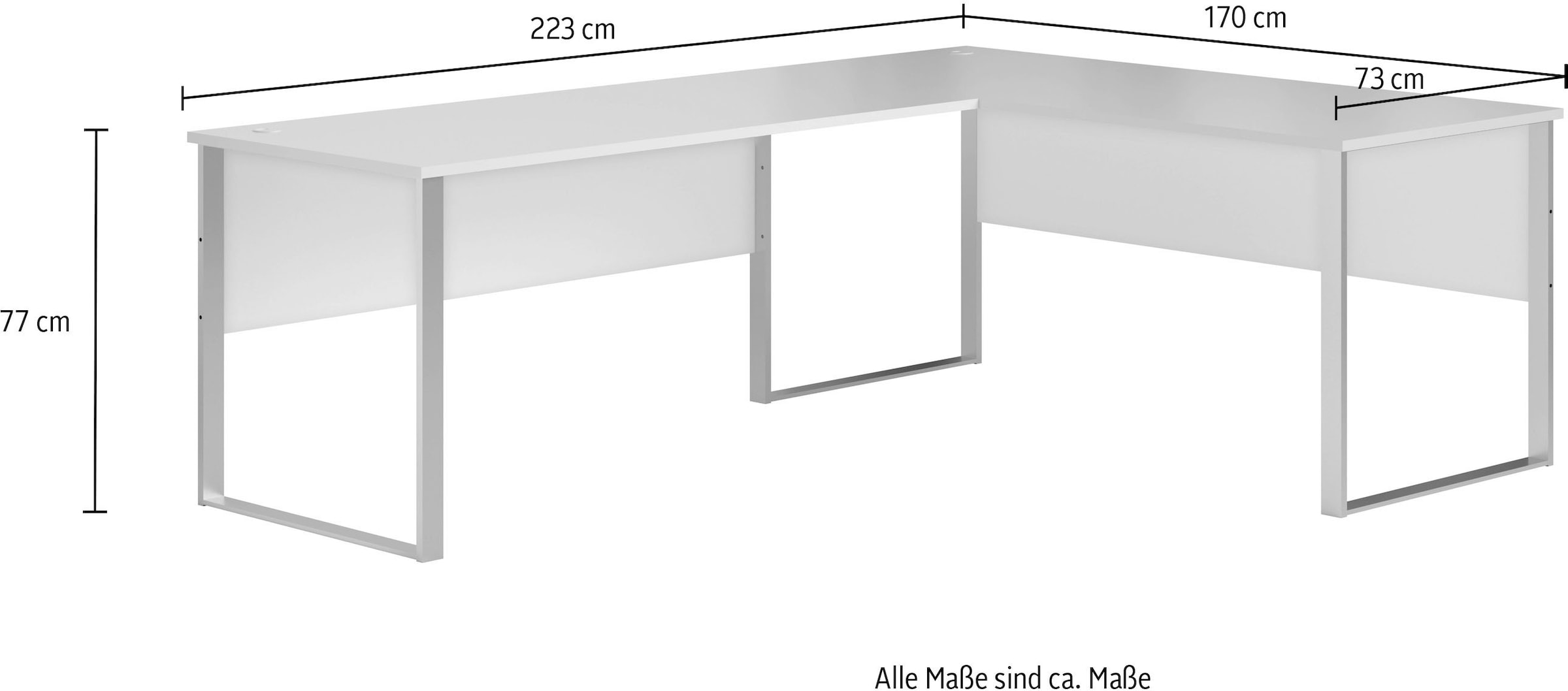 BEGA OFFICE Eckschreibtisch »Amanda«, (1 St.), Winkelschreibtisch rechts links montierbar