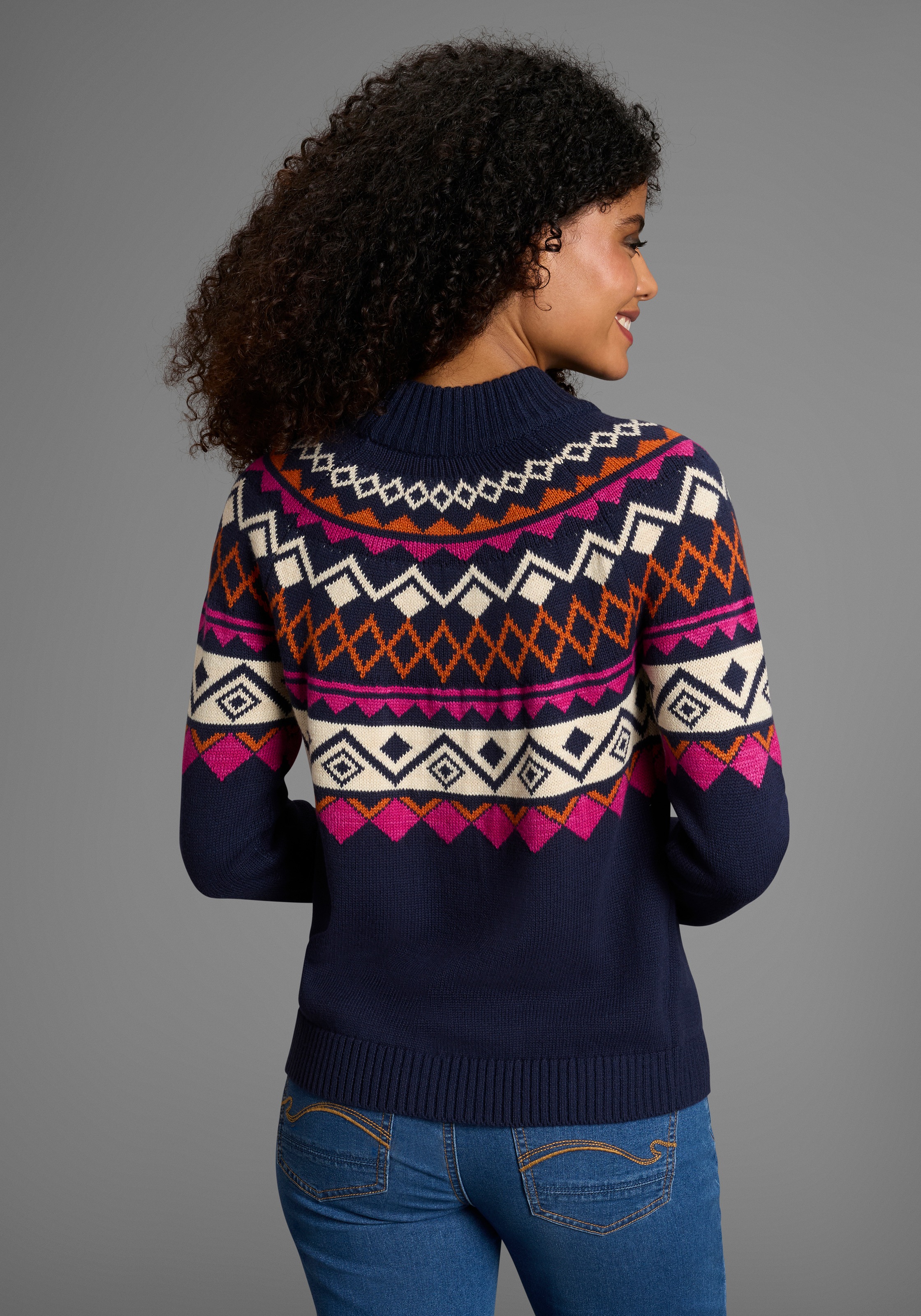 Thumbnail - KangaROOS Norwegerpullover mit schönem Muster und hohem Rippkragen