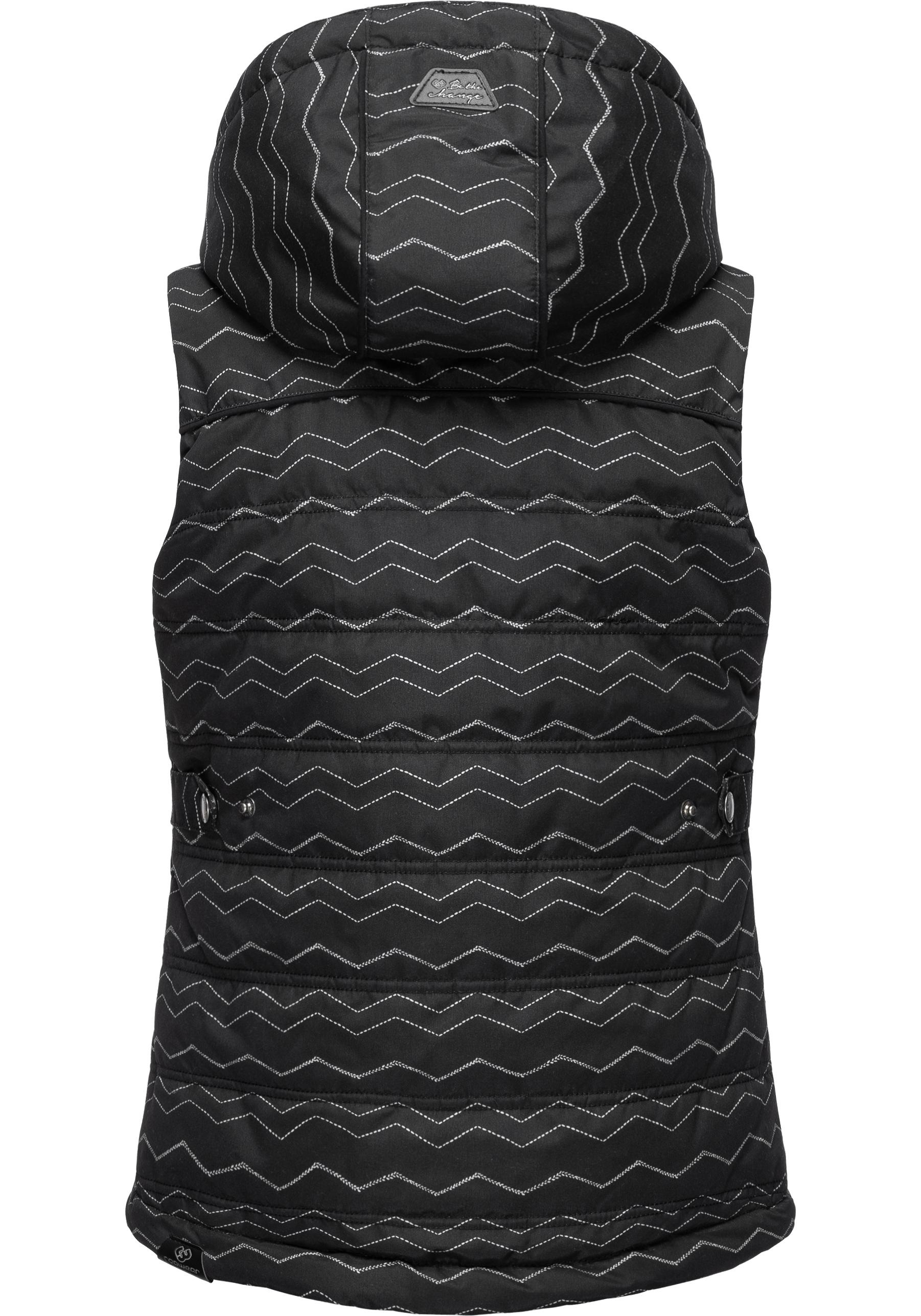 Ragwear Steppweste »Marrin Chevron«, sportliche Outdoor-Weste mit abnehmbarer Kapuze