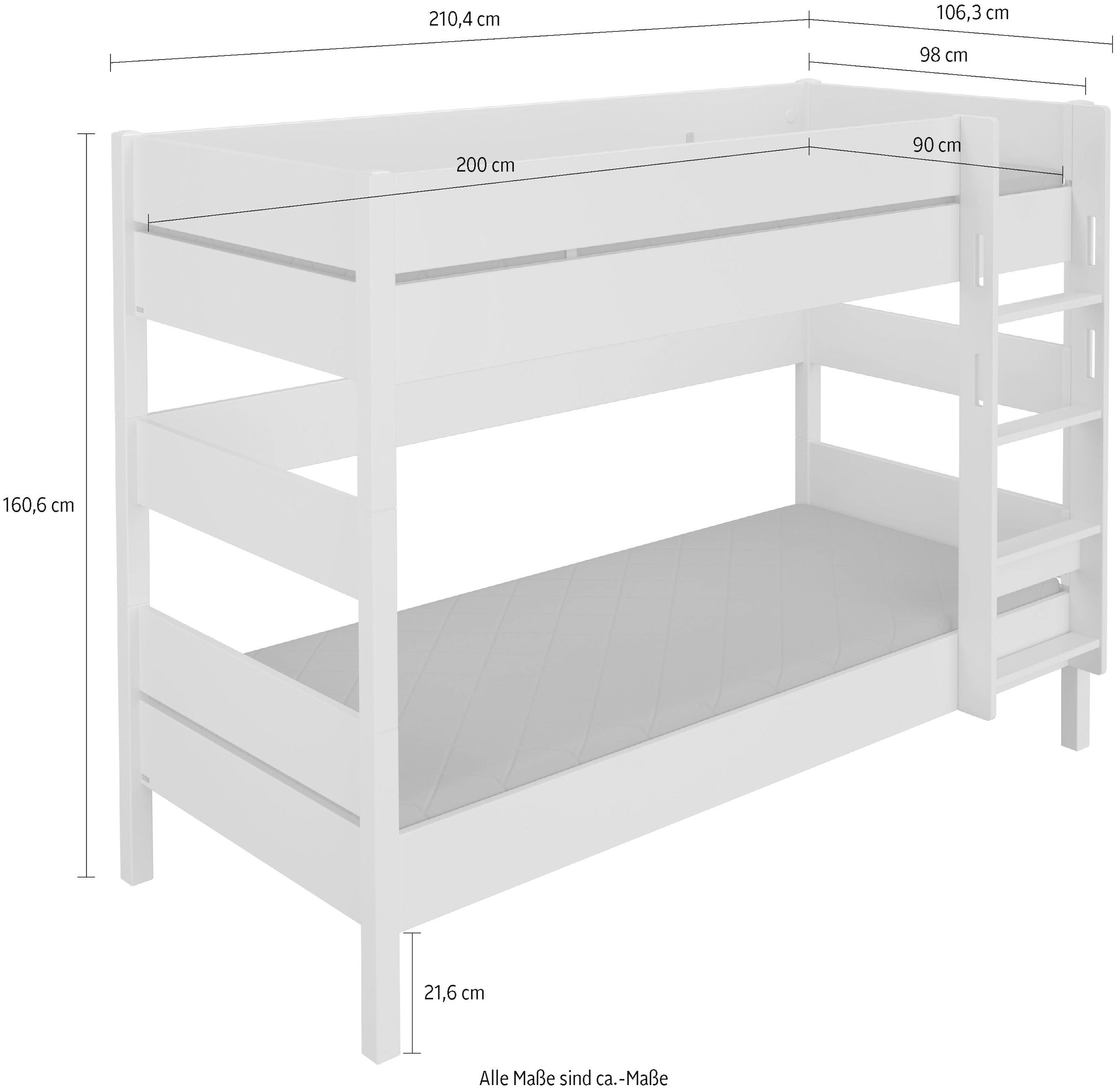 PAIDI Spielbett »TIAGO in verschiedenen Größen und Farben, Etagenbett mit Leiter« Höhe 160 / 180 cm, 2 Liegeflächen - je 120kg Tragkr., 5 Jahre Garantie, 